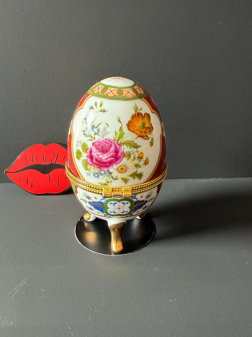 Nosy Bitch Vintage Porcelain Egg Trinket Box