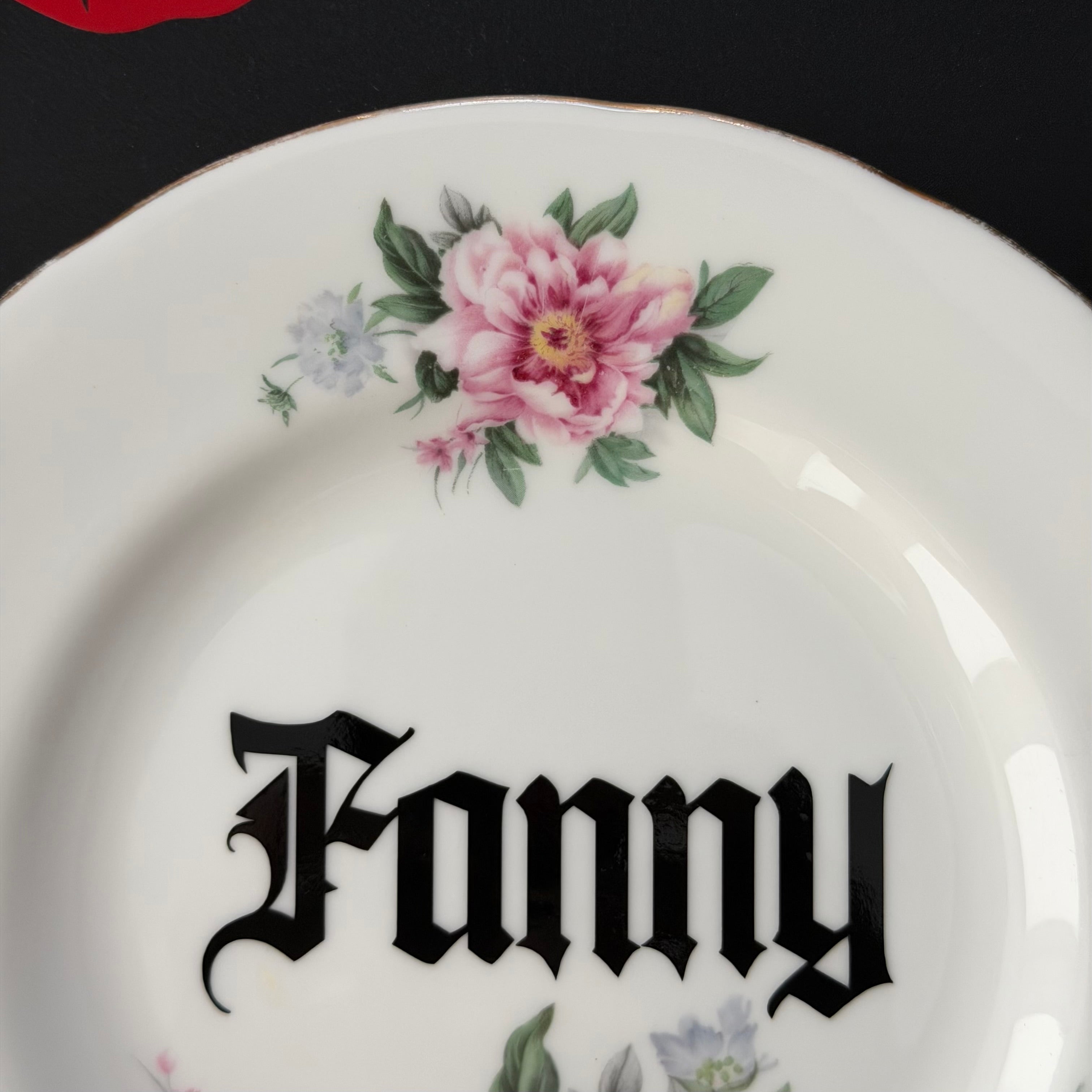 Fanny, Gothic Style Upcycled Vintage Bone China Plate