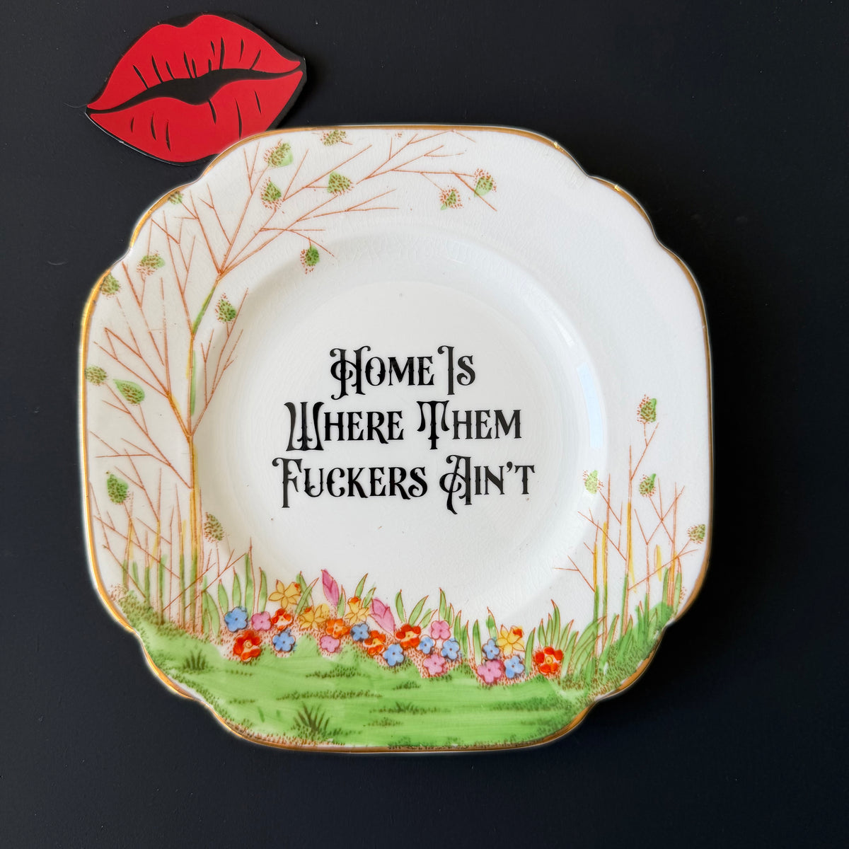 "Home Is Where Them Fuckers Ain't" Funny Rude Family Decorative Plate | Sweary Gift