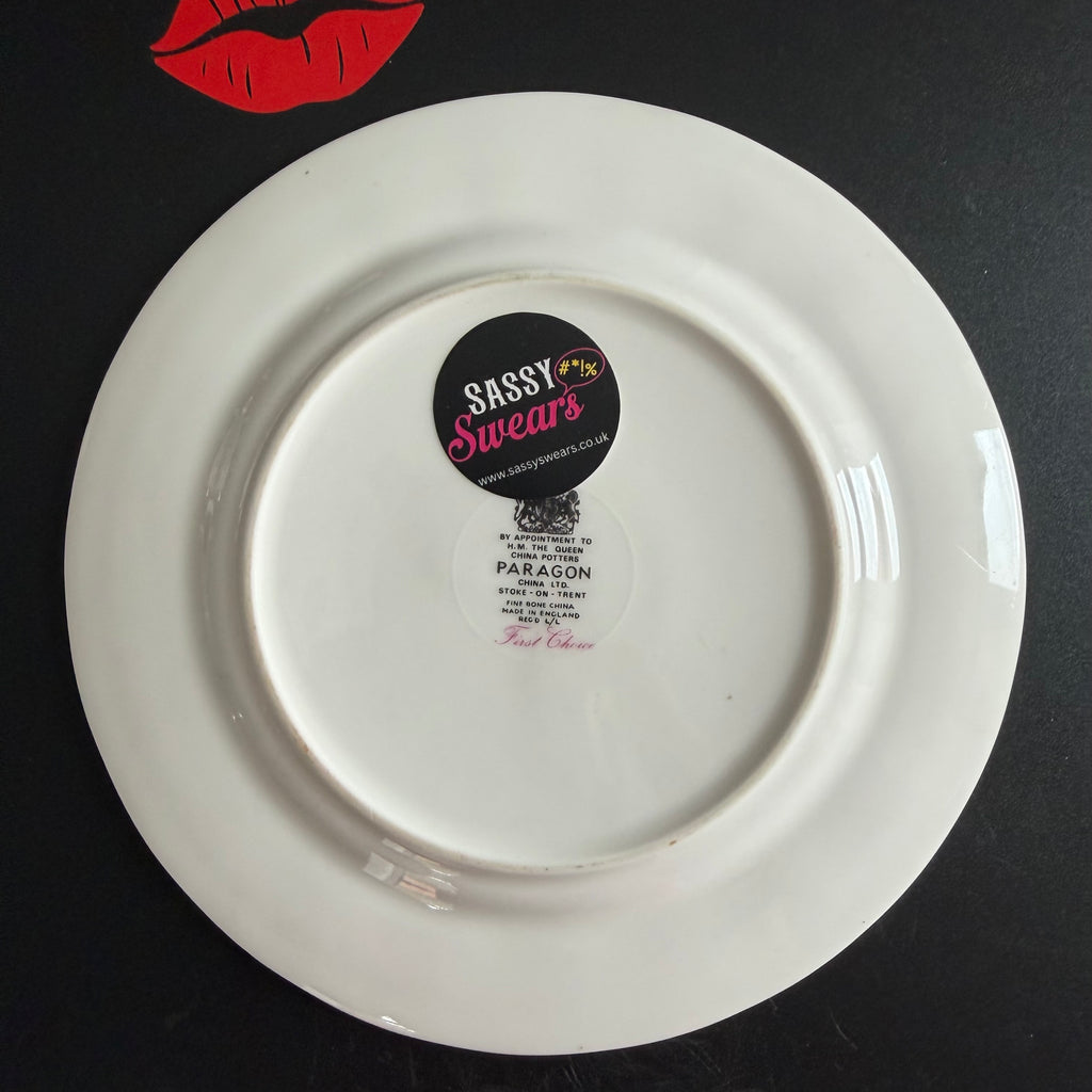 Alright, Slag Bag, Vintage Paragon Fine Bone China Plate, Funny Floral Wall Display Plate
