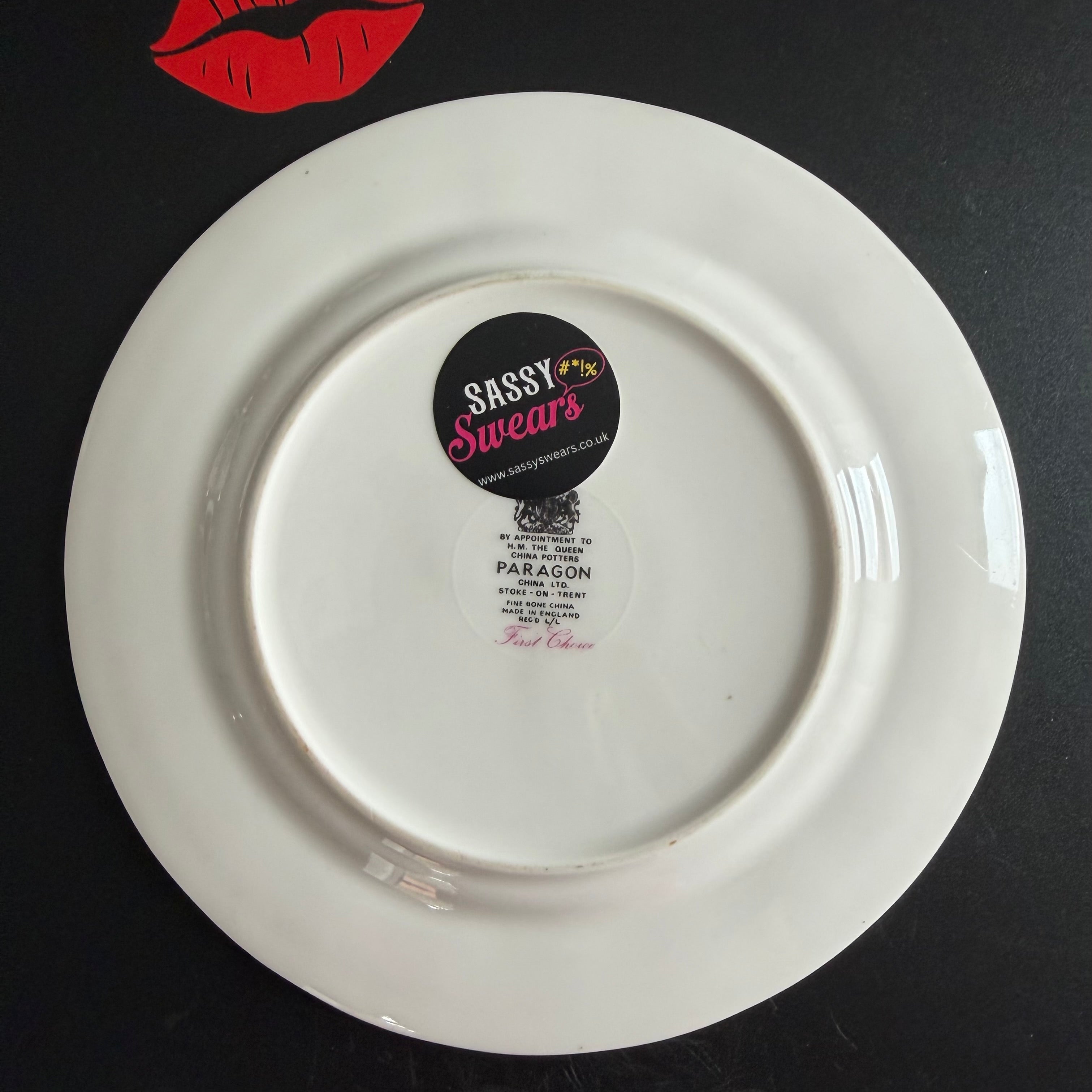 Alright, Slag Bag, Vintage Paragon Fine Bone China Plate, Funny Floral Wall Display Plate