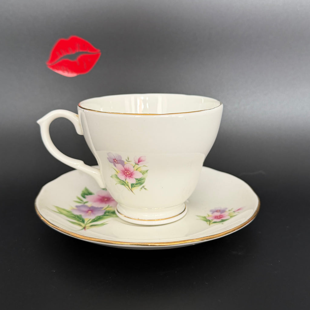 Bitch Floral Teacup & Saucer, Vintage Bone China Style Sassy Tea Set