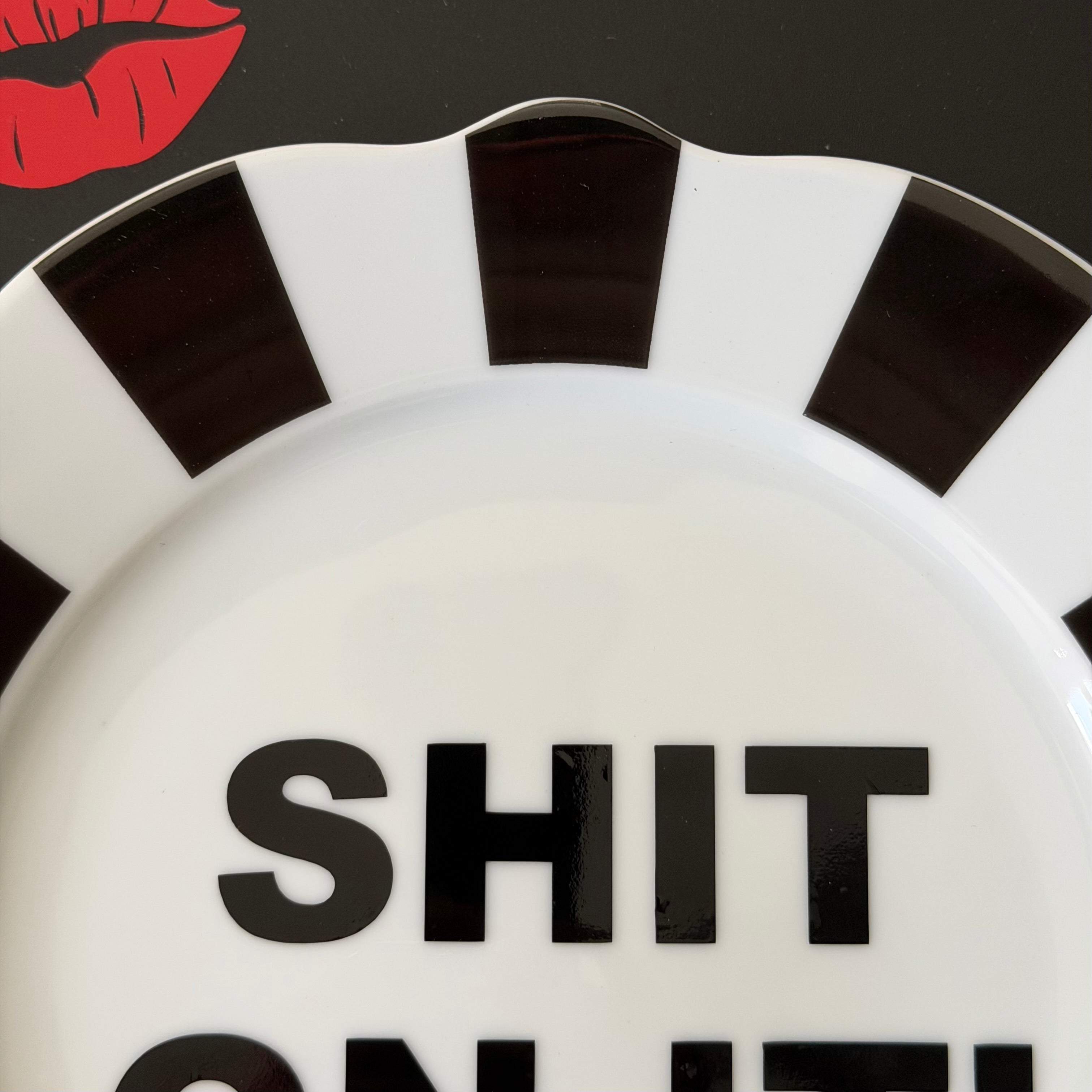 Shit On It Plate, Funny Sweary Decor, Modern Black and White Statement Decor
