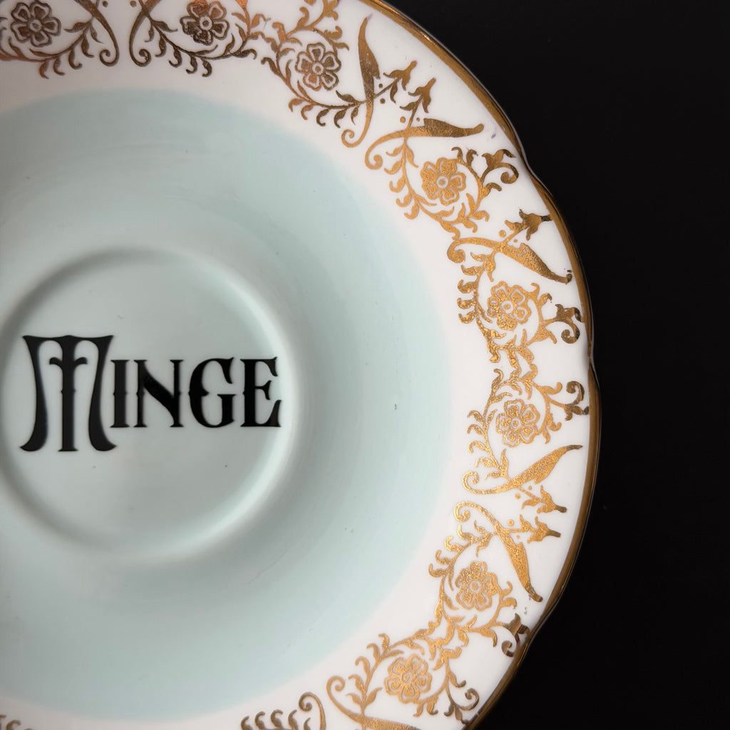 Minge Vintage Bone China Saucer, Funny Sweary Upcycled China Plate