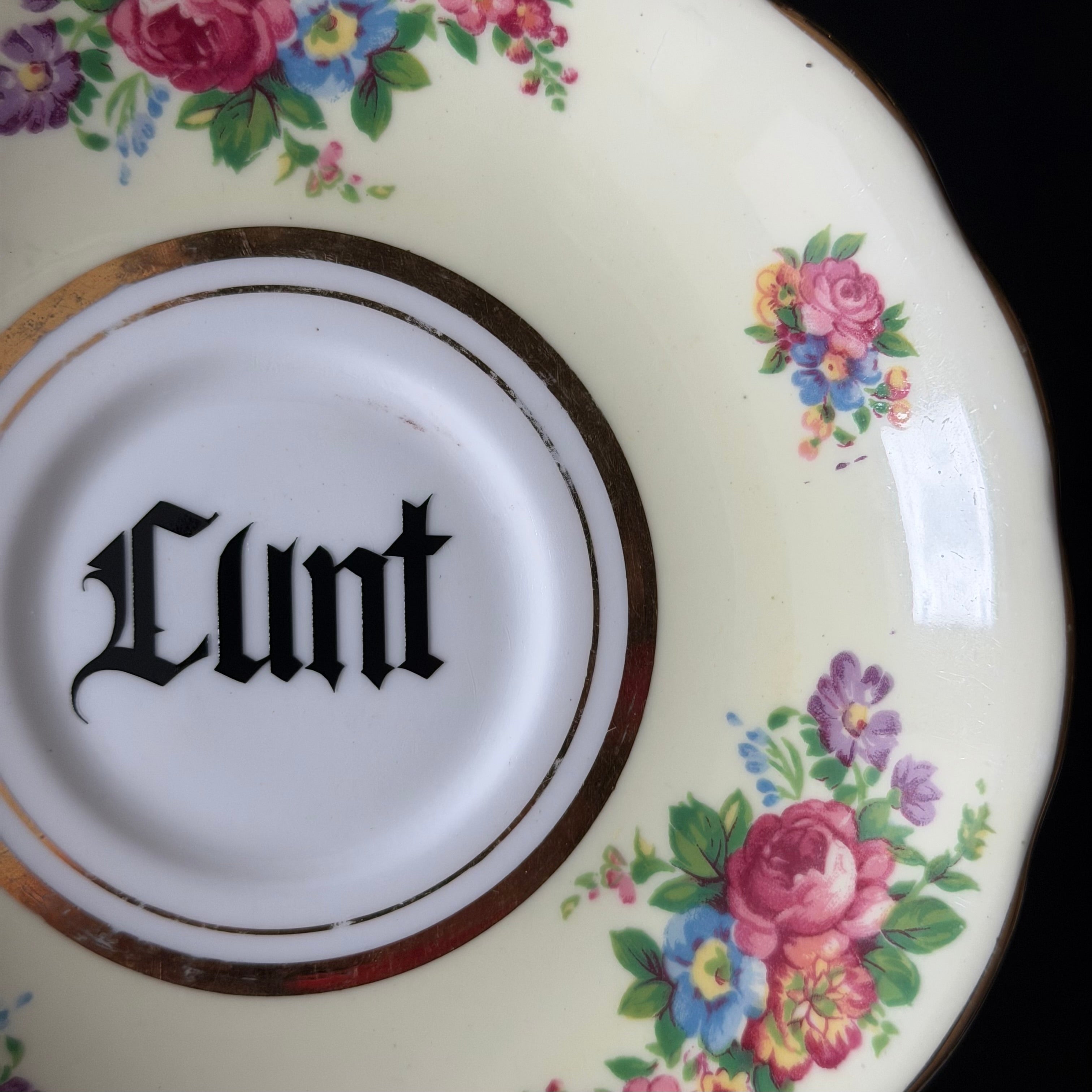 Cunt Vintage Bone China Gothic Saucer Plate