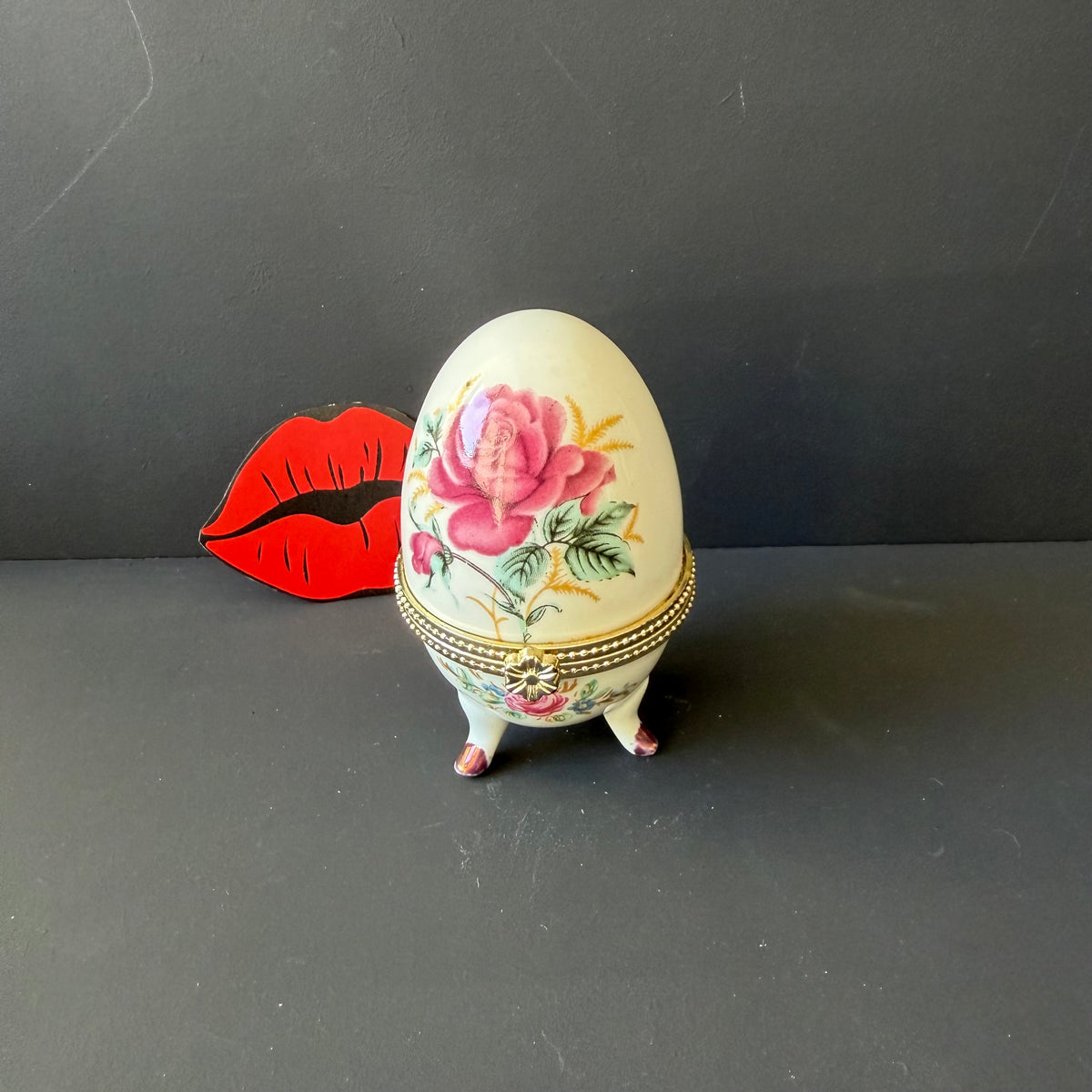 Nosy Bitch Small Vintage Porcelain Egg Trinket Box