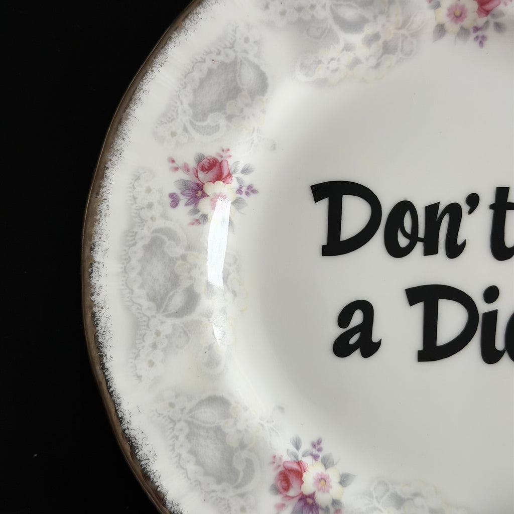 Don't Be A Dick, Vintage Paragon Fine Bone China Plate, Funny Floral Wall Display Plate