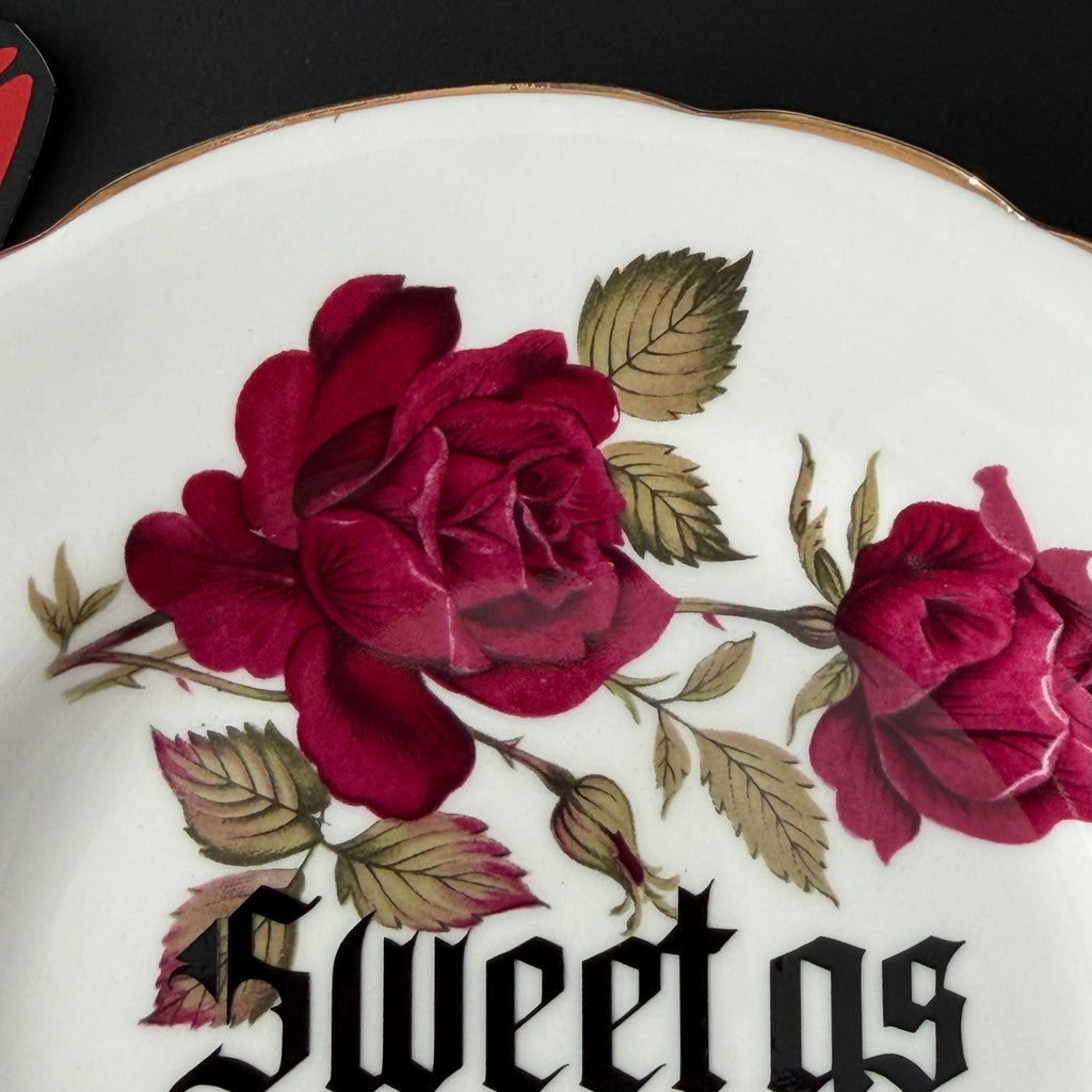 Sweet as Sin / Dark as Fuck - Set of 2 Vintage Sweary Bone China Plates