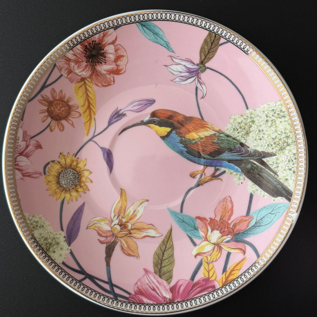 Fuckery Teacup & Saucer, Floral Pink Tea Set, Rude Vintage Style Cup, Cheeky Gift, Sassy Swears