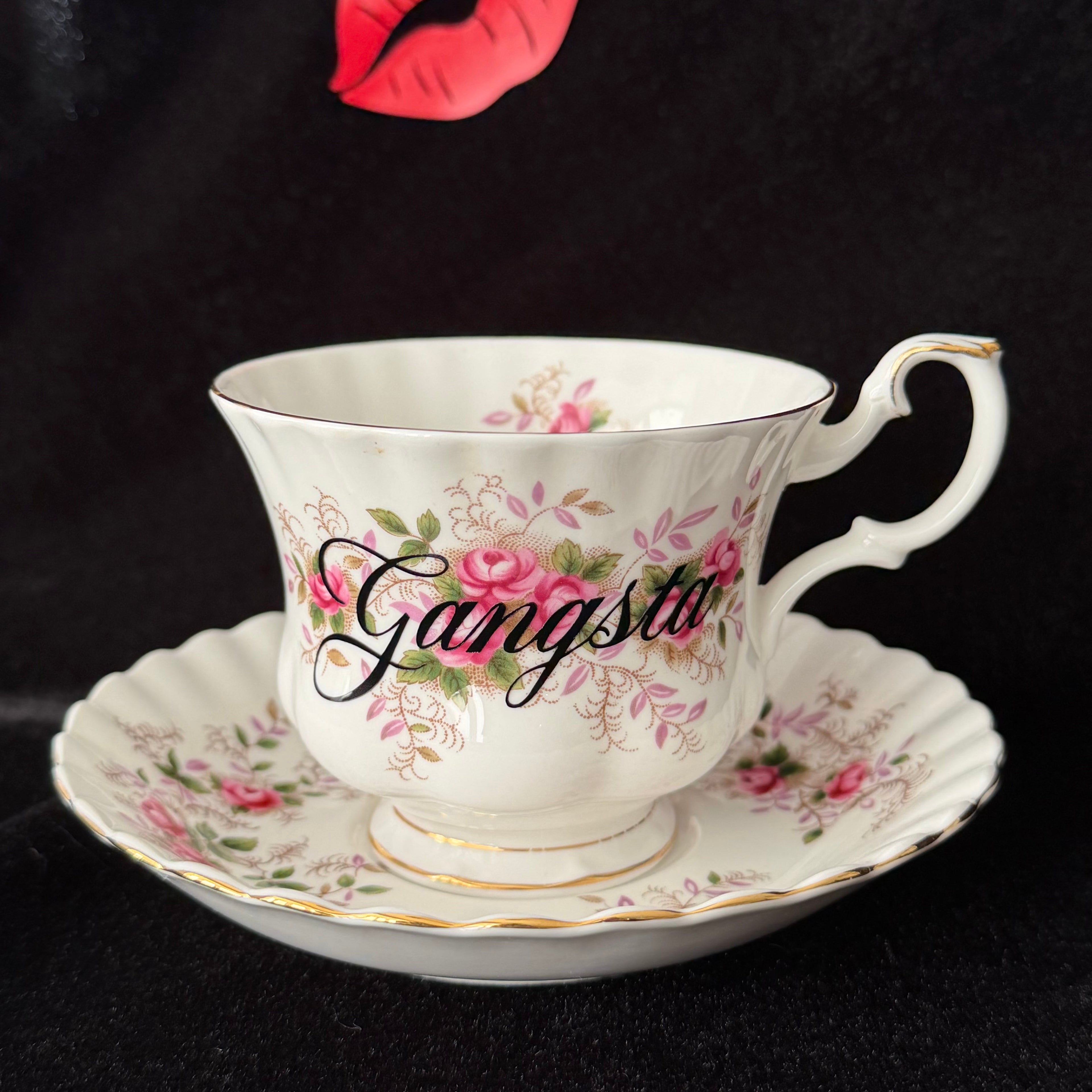 Gangsta Vintage Royal Albert Bone China Statement Cup & Saucer, Home Decor