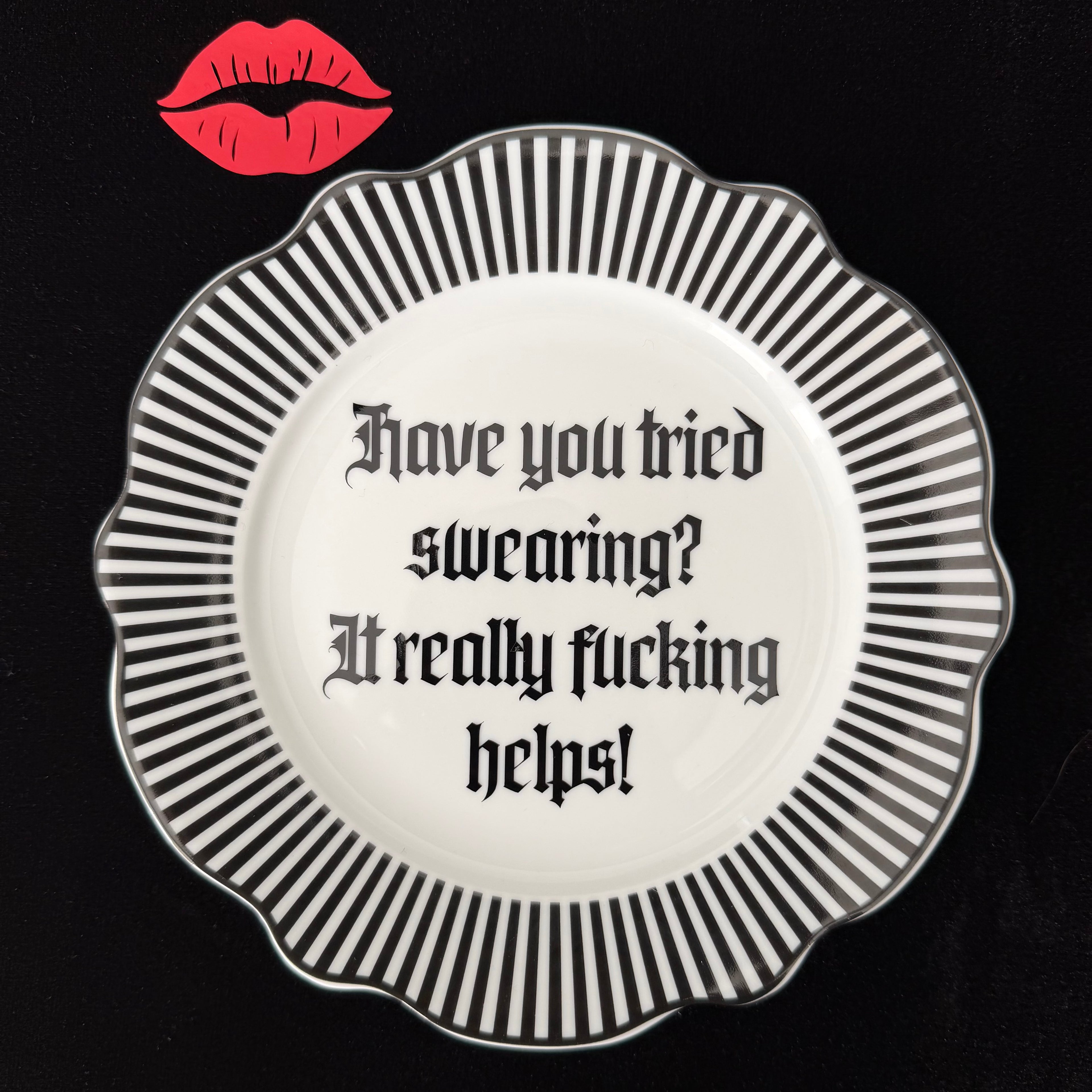 Have You Tried Swearing? It Really Fucking Helps, Funny Sweary Plate, Gothic Decor, Dark Humour Gift, Statement Home Decor