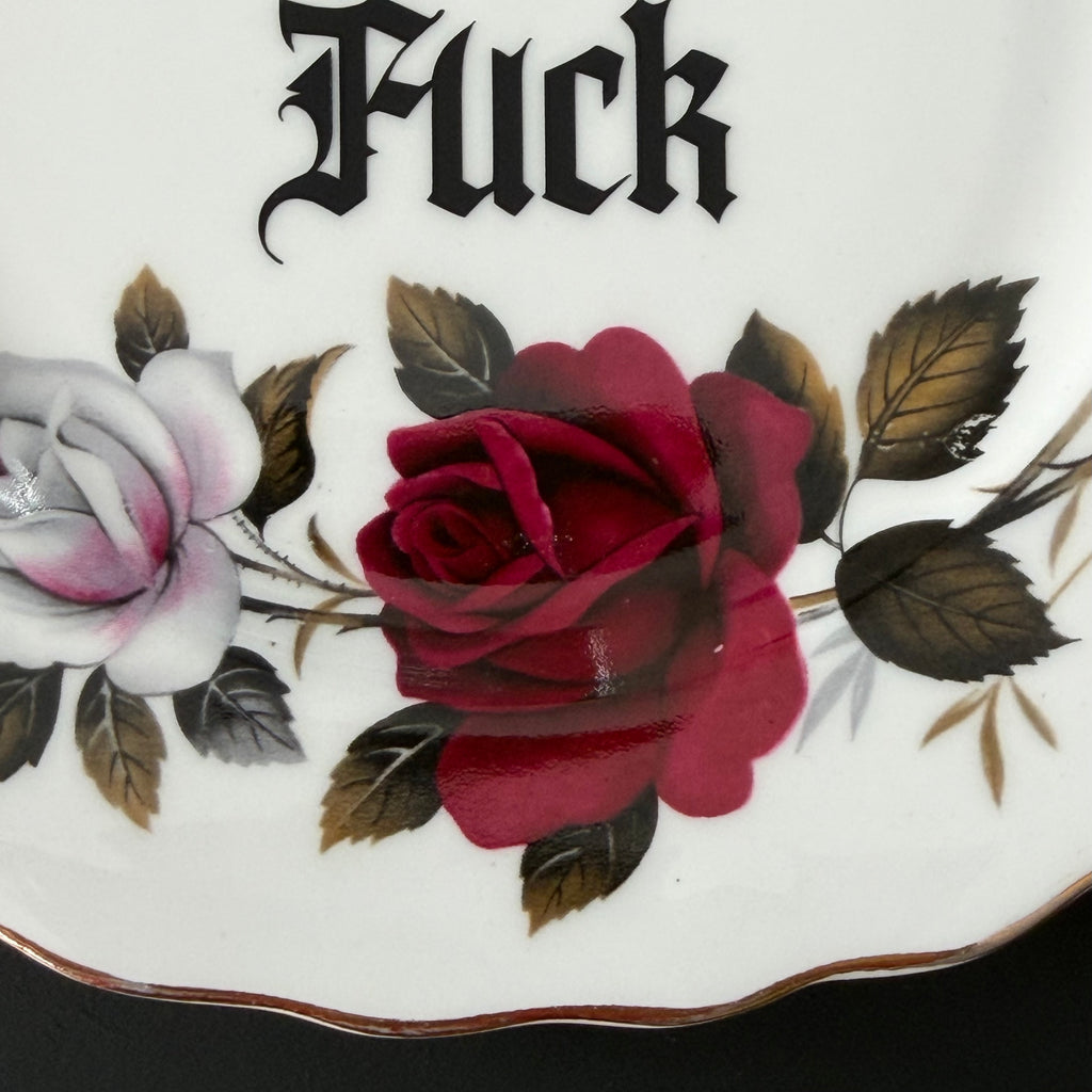 Sweet as Sin / Dark as Fuck - Set of 2 Vintage Sweary Bone China Plates