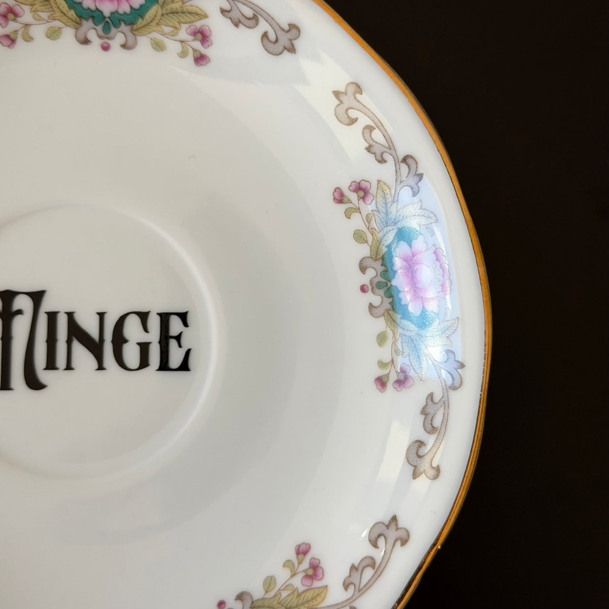Minge Vintage Bone China Saucer, Funny Sweary Upcycled China Plate