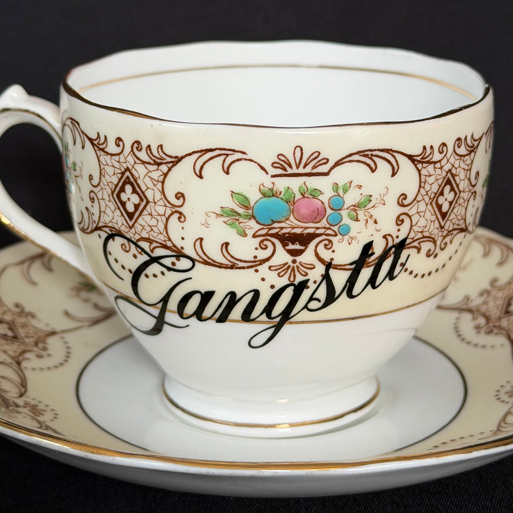 Gangsta Vintage China Statement Cup & Saucer, Home Decor