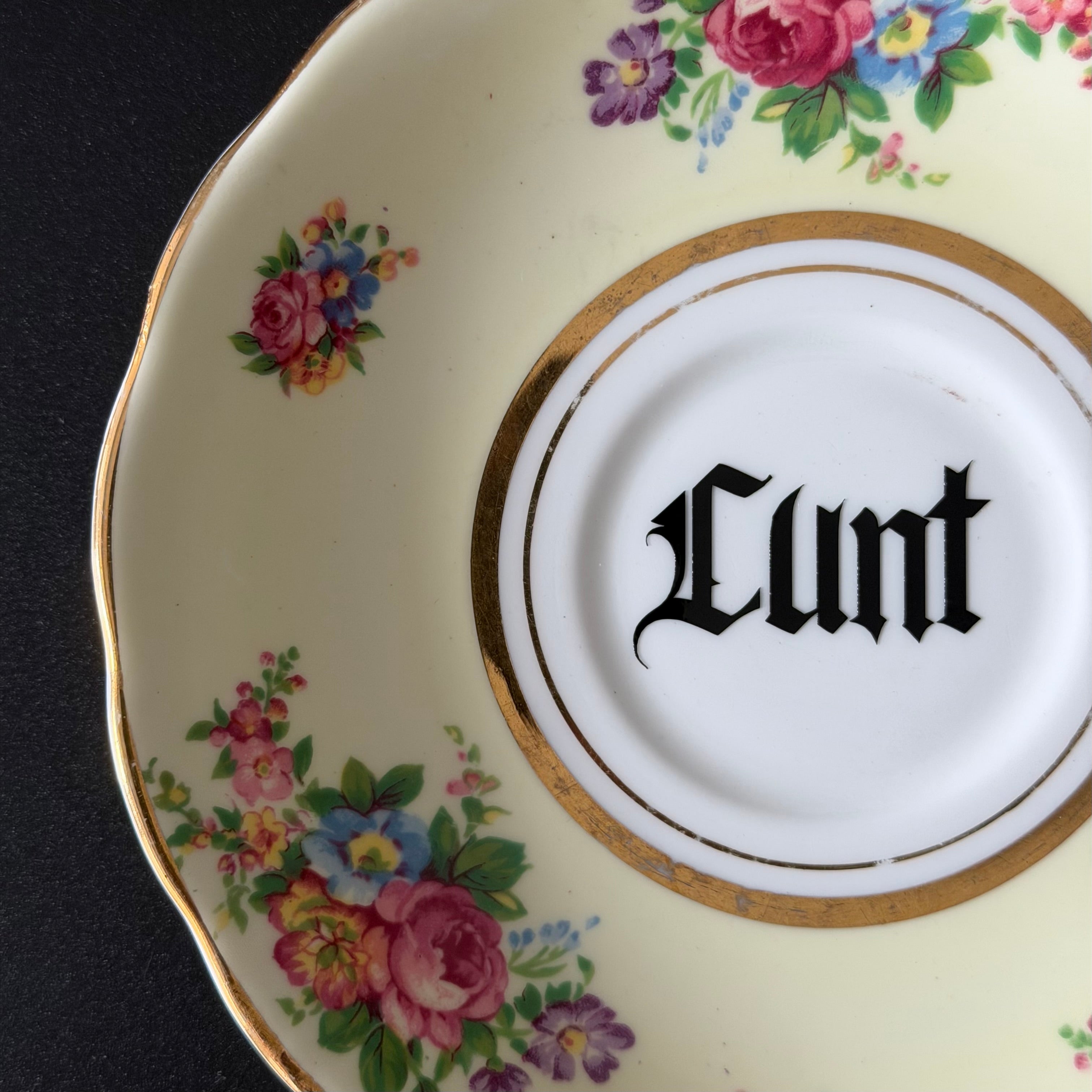 Cunt Vintage Bone China Gothic Saucer Plate