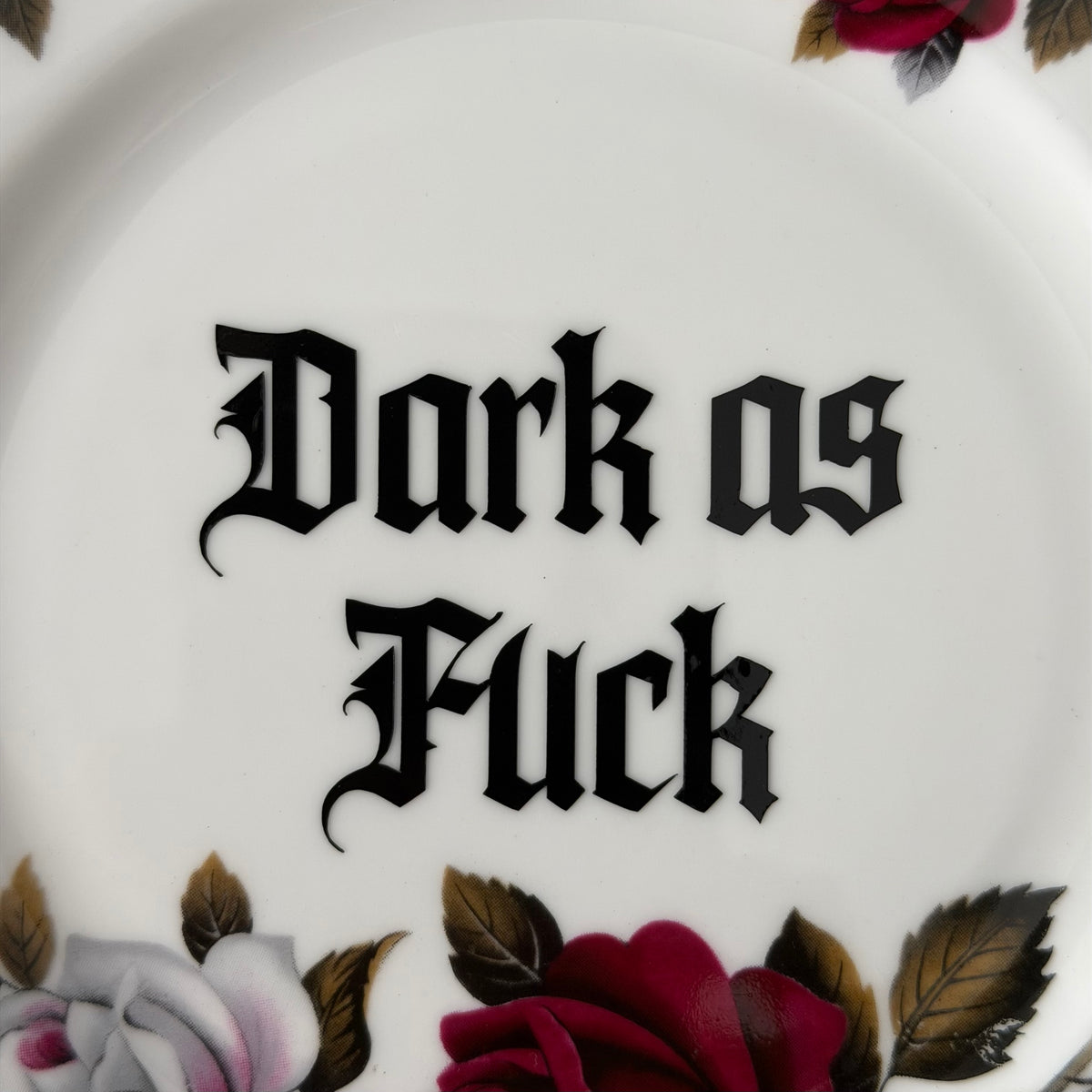 Sweet as Sin / Dark as Fuck - Set of 2 Vintage Sweary Bone China Plates