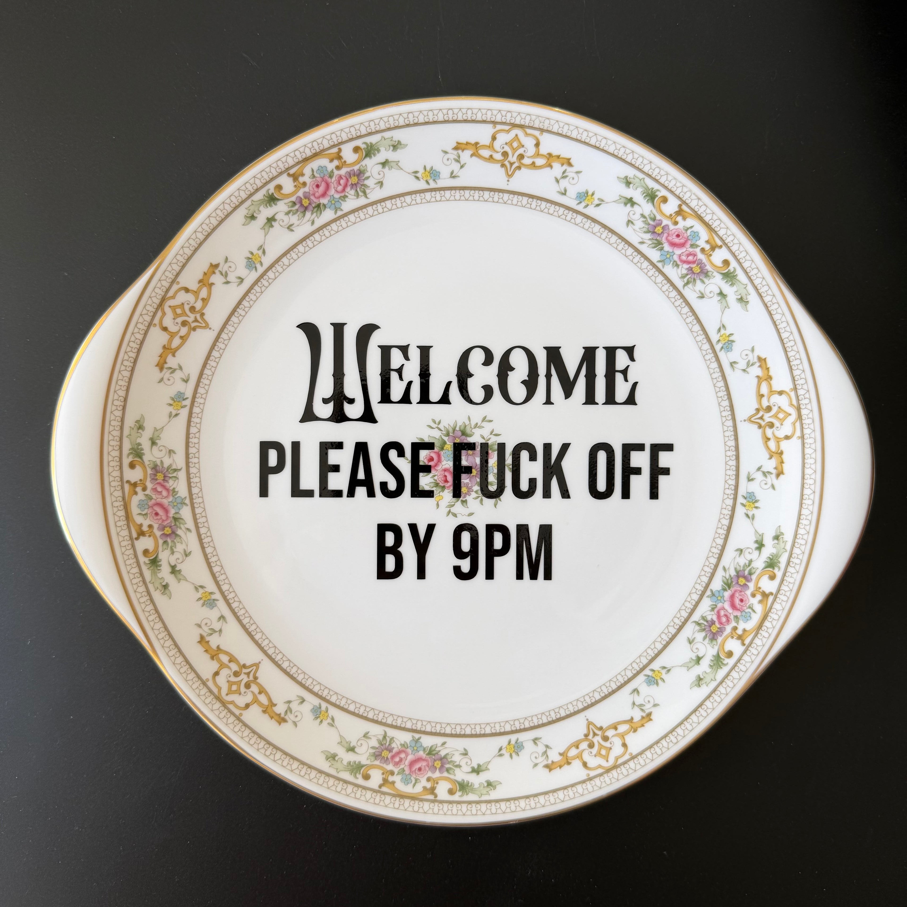 Welcome, Please Fuck Off by 9PM Decorative Bone China Serving Plate