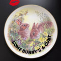 Some Bunny's A Cunt, Hand Decorated Bone China Blue Rabbit Plate, Decorative Gift, Home Decor