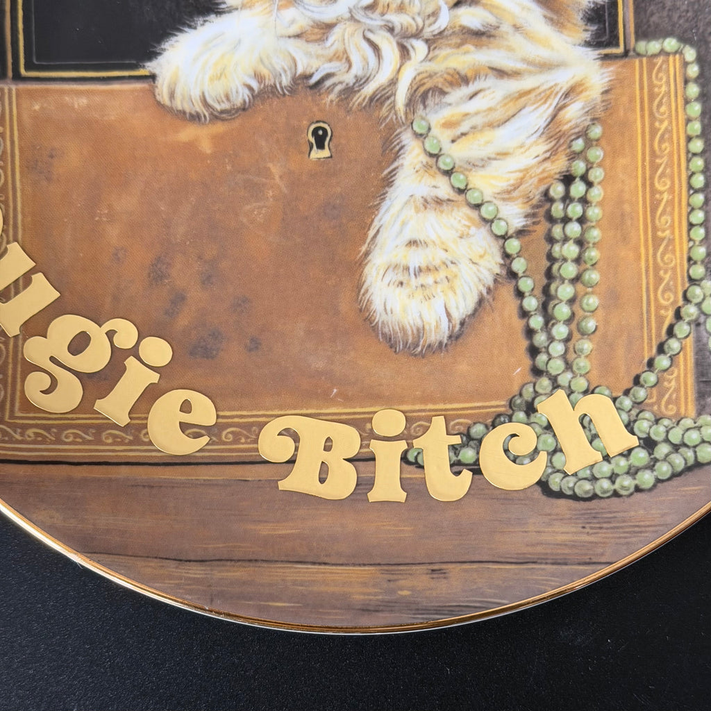 Bougie Bitch Vintage Cat Plate, Gold Statement Decor