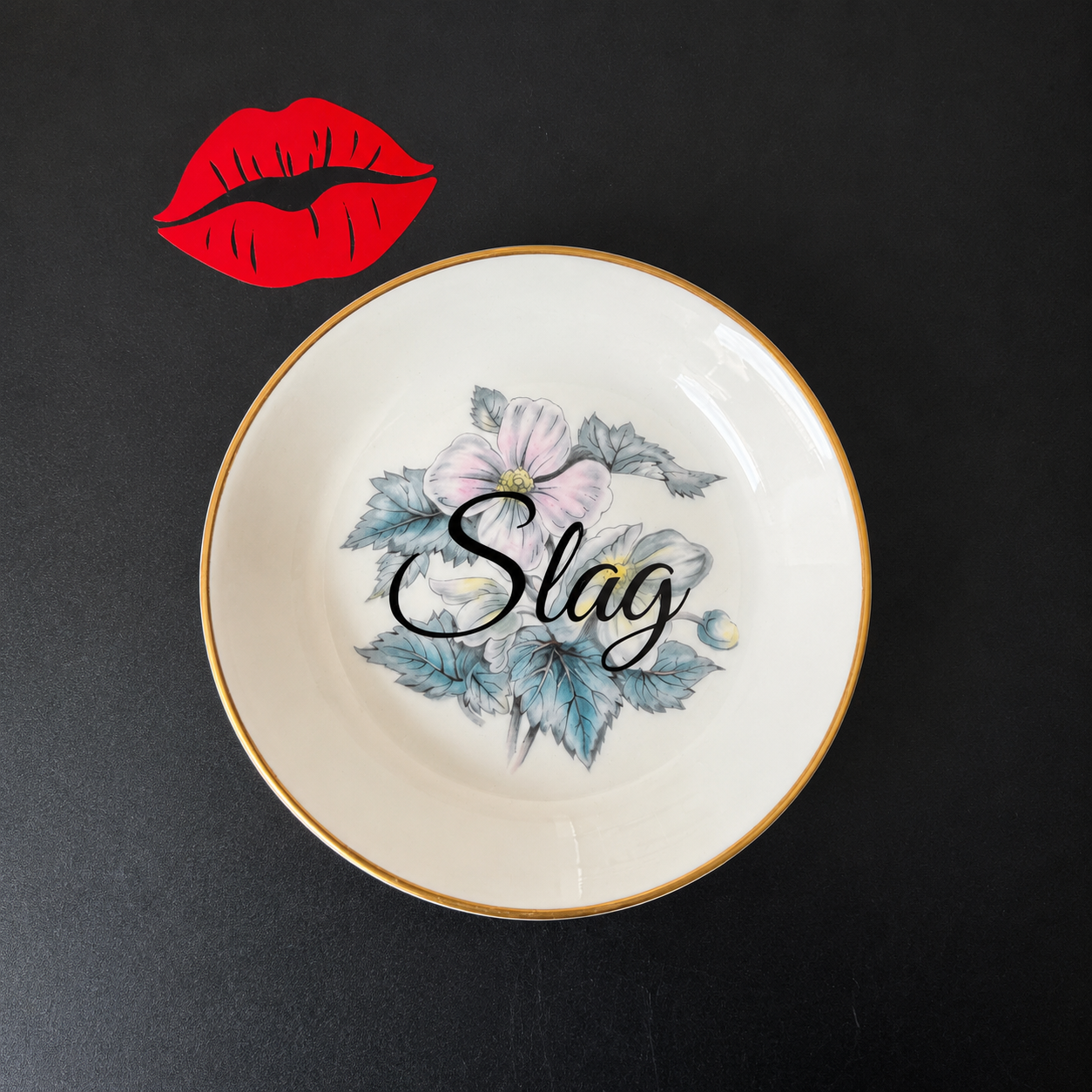 Slag Mini Trinket Dish, Royal Worcester Bone China, Funny Ring Dish