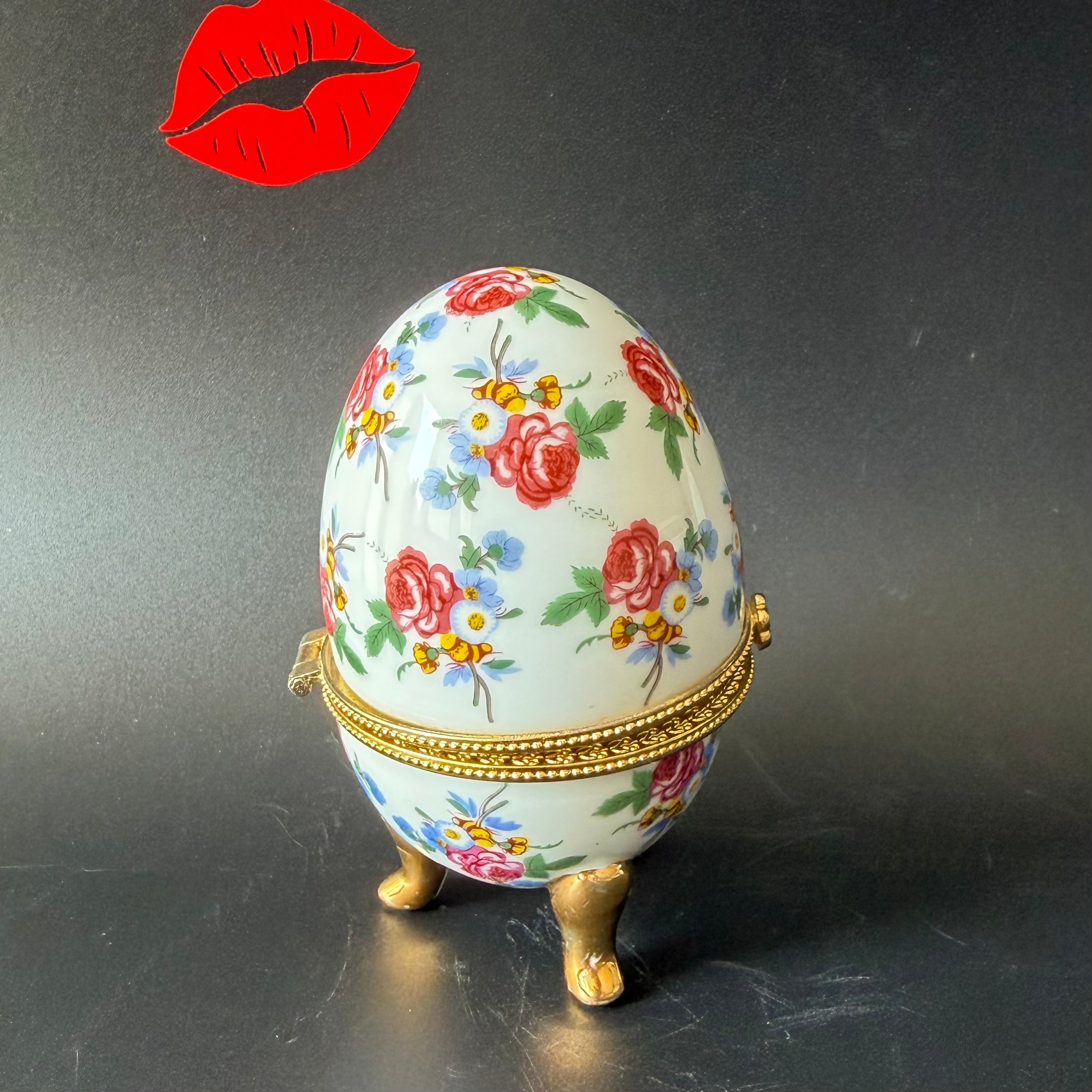 Nosy Bitch Vintage Porcelain Egg Trinket Box