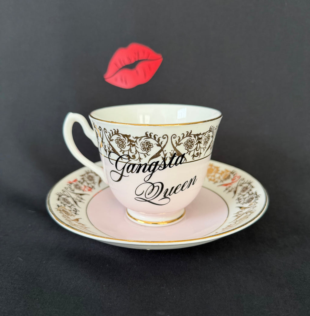 Gangsta Queen Vintage Bone China Statement Cup & Saucer, Home Decor