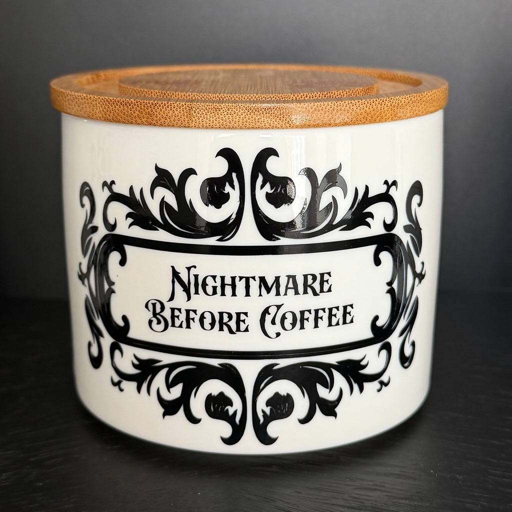 Gothic Kitchen Canister Set, Emotional Support Tea, Nightmare Before Coffee & Suspicious White Substance, Tea Coffee Sugar