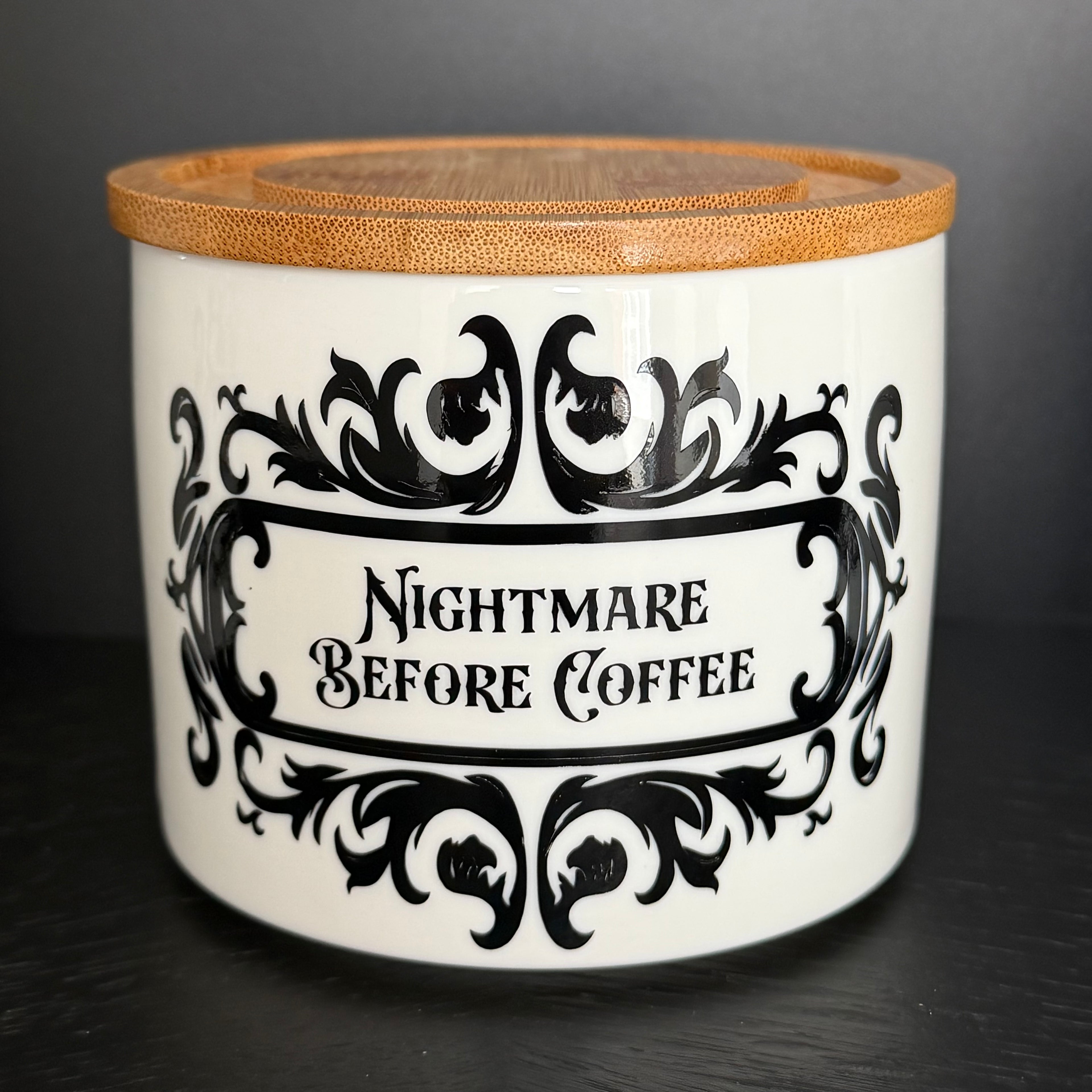 Gothic Kitchen Canister Set, Emotional Support Tea, Nightmare Before Coffee & Suspicious White Substance, Tea Coffee Sugar