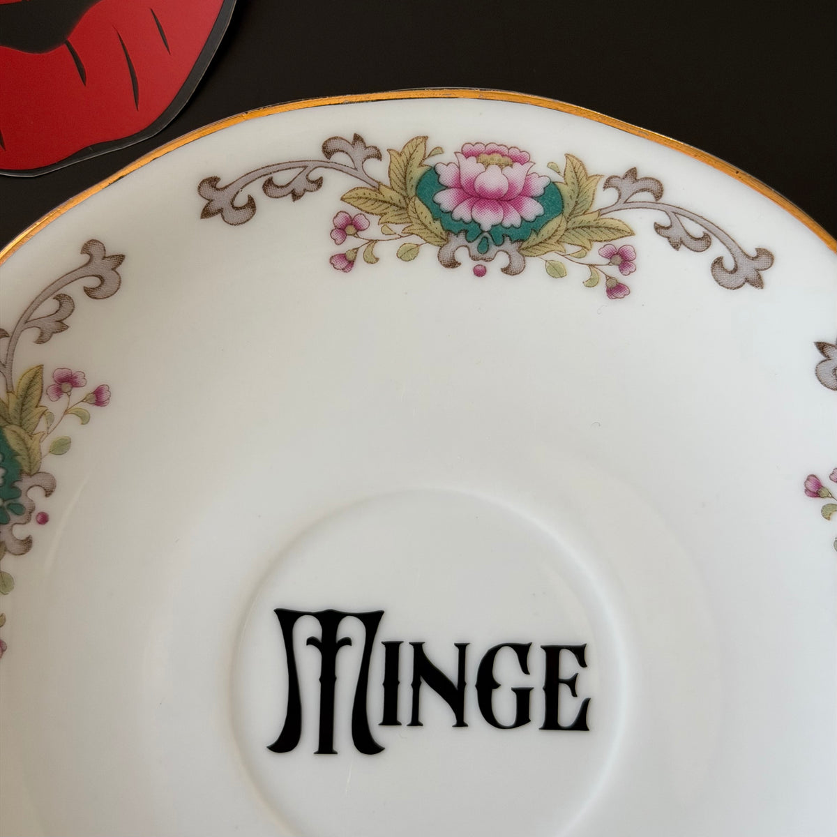 Minge Vintage Bone China Saucer, Funny Sweary Upcycled China Plate