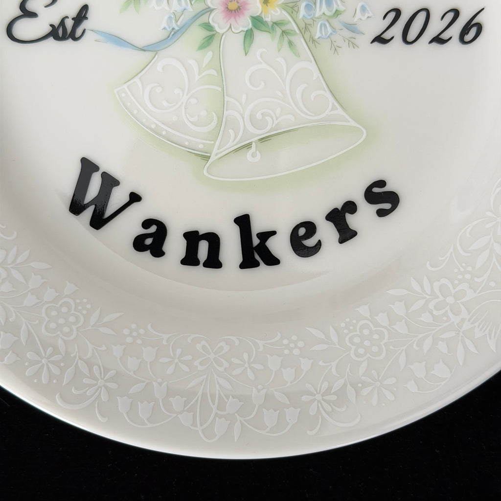 "Marriage Wankers" Personalised Wedding Plate | Funny Sweary Gift