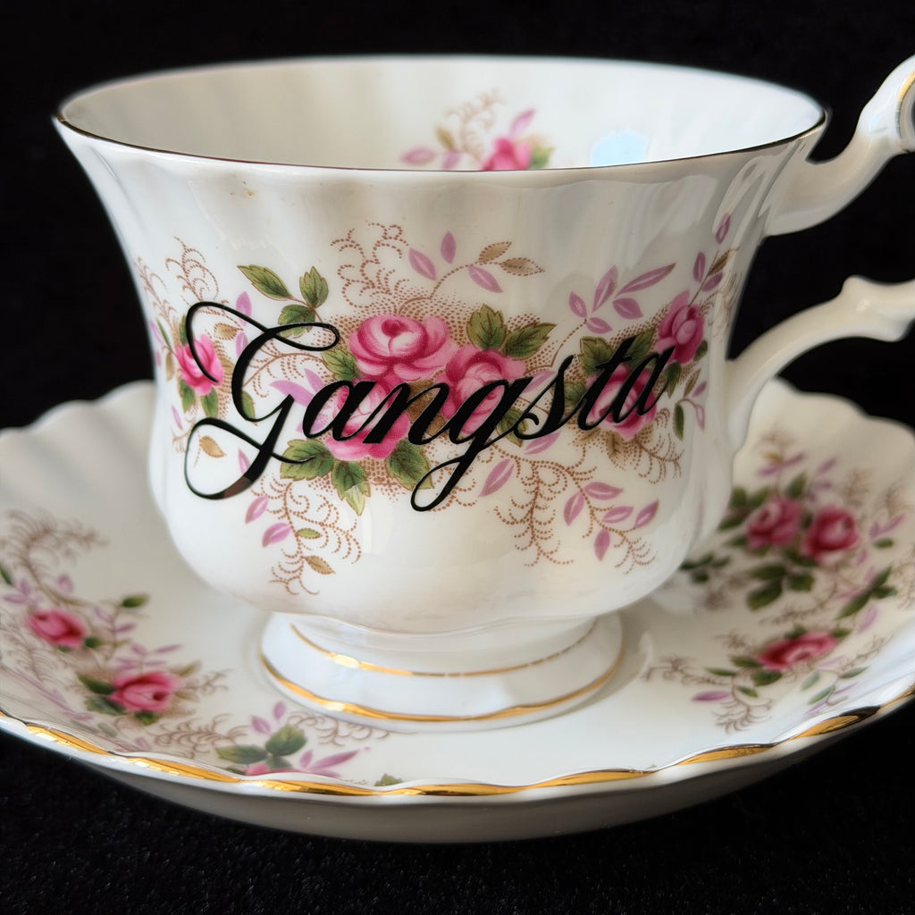 Gangsta Vintage Royal Albert Bone China Statement Cup & Saucer, Home Decor