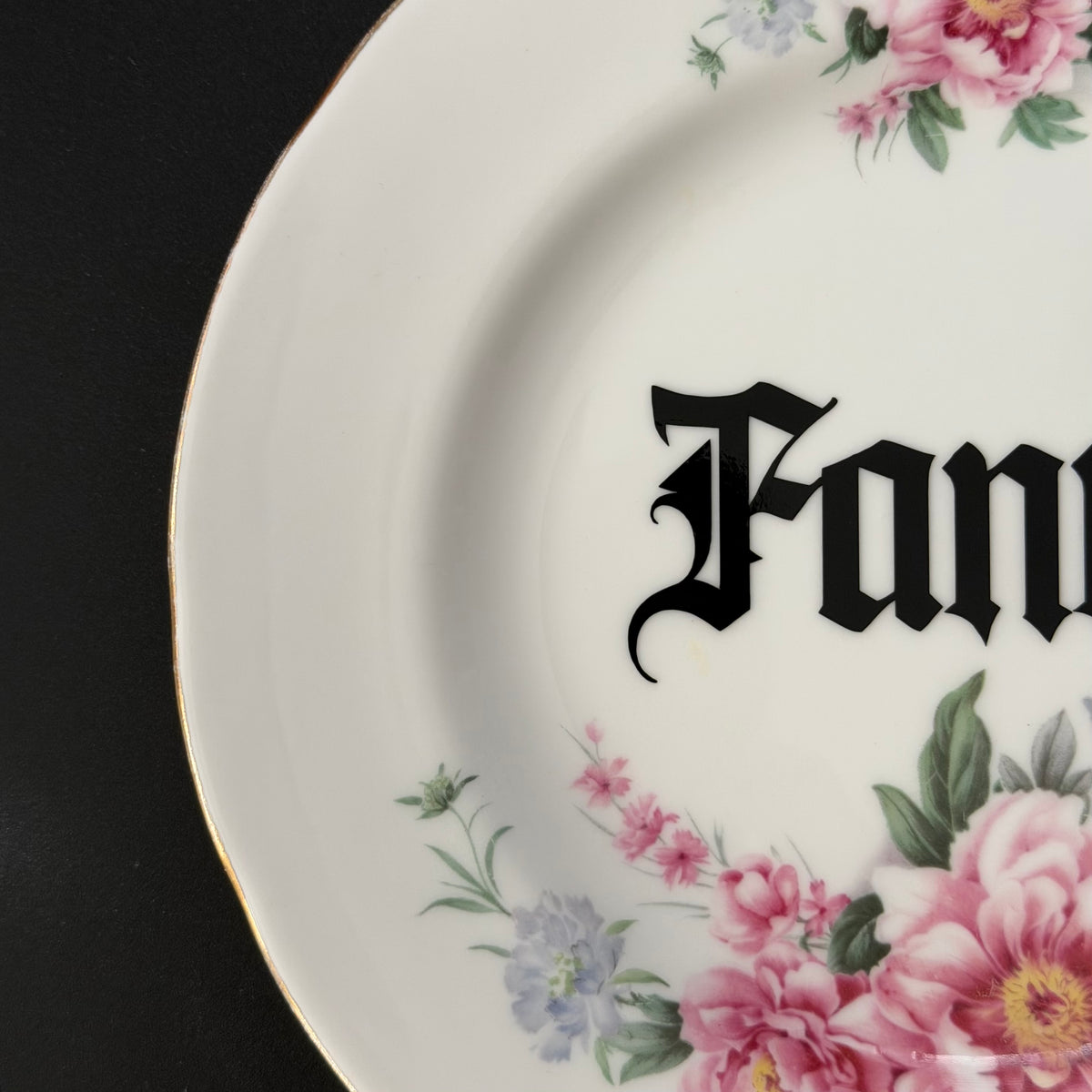 Fanny, Gothic Style Upcycled Vintage Bone China Plate