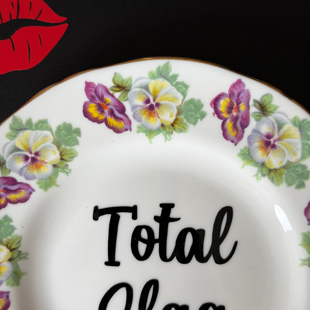 Total Slag, Vintage Staffordshire Fine Bone China Plate, Funny Floral Wall Display Plate