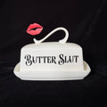 Funny Butter Dish, Butter Slut, White China Dish,  Kitchen Decor