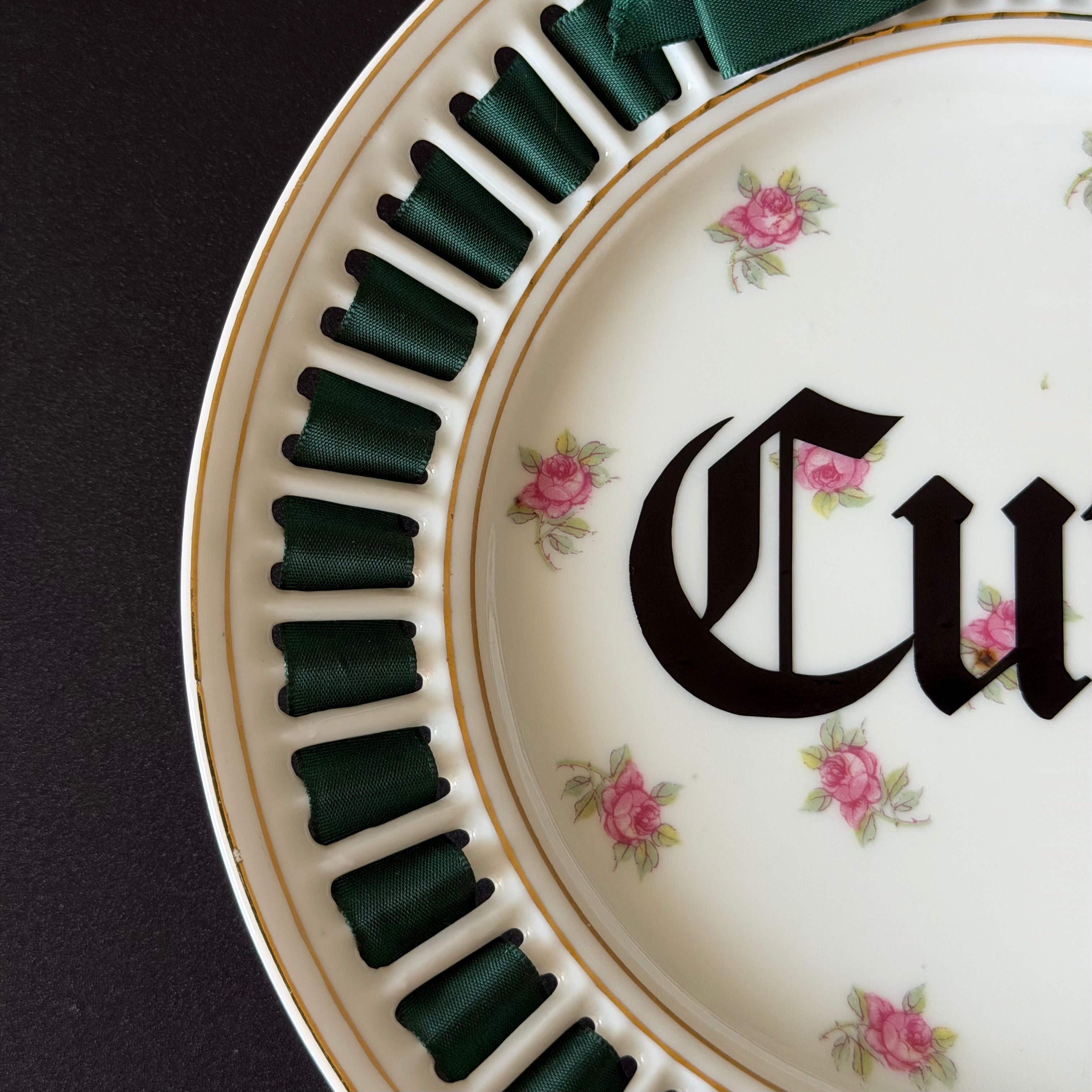 Cunt Gothic Plate, Vintage Ribbon Edge Plate, Dark Humour Home Decor
