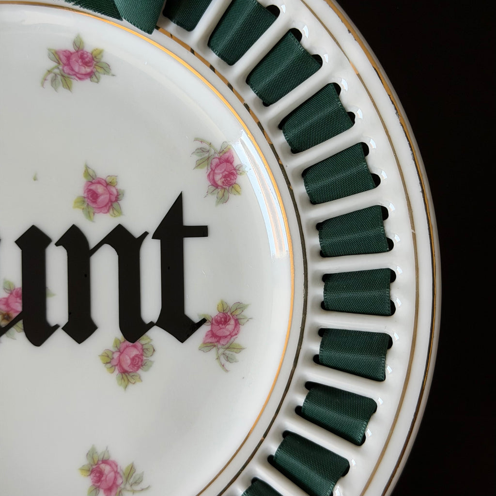 Cunt Gothic Plate, Vintage Ribbon Edge Plate, Dark Humour Home Decor
