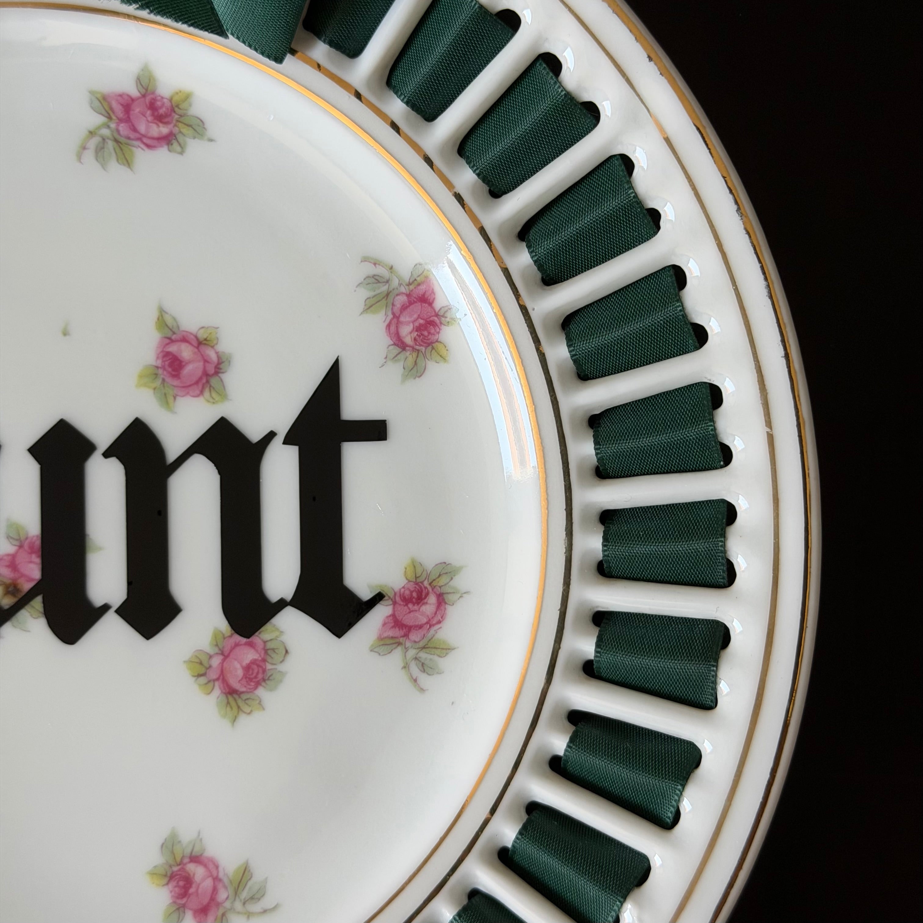 Cunt Gothic Plate, Vintage Ribbon Edge Plate, Dark Humour Home Decor