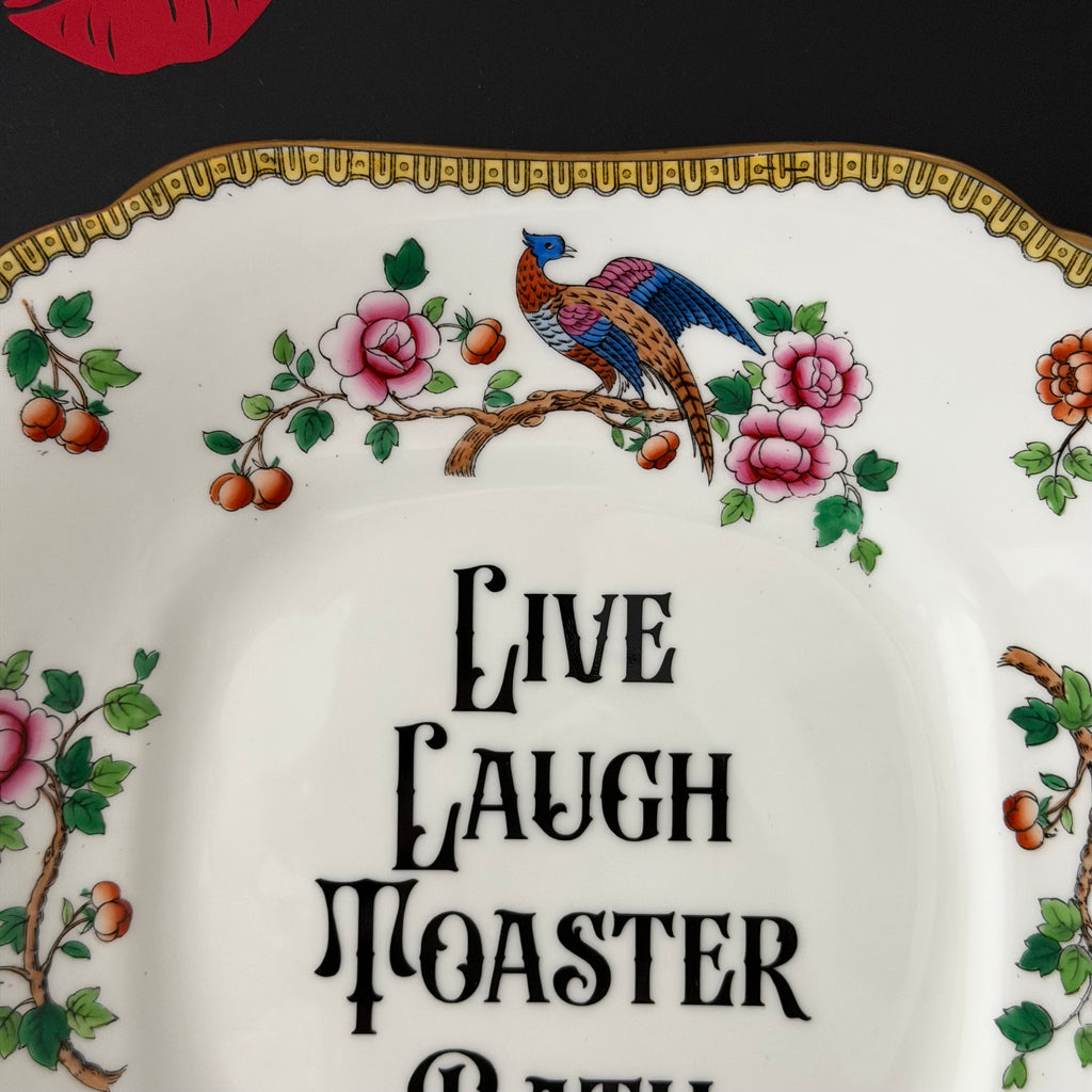Live Laugh Toaster Bath Vintage Aynsley Bone China Large Plate