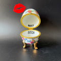 Nosy Bitch Vintage Porcelain Egg Trinket Box