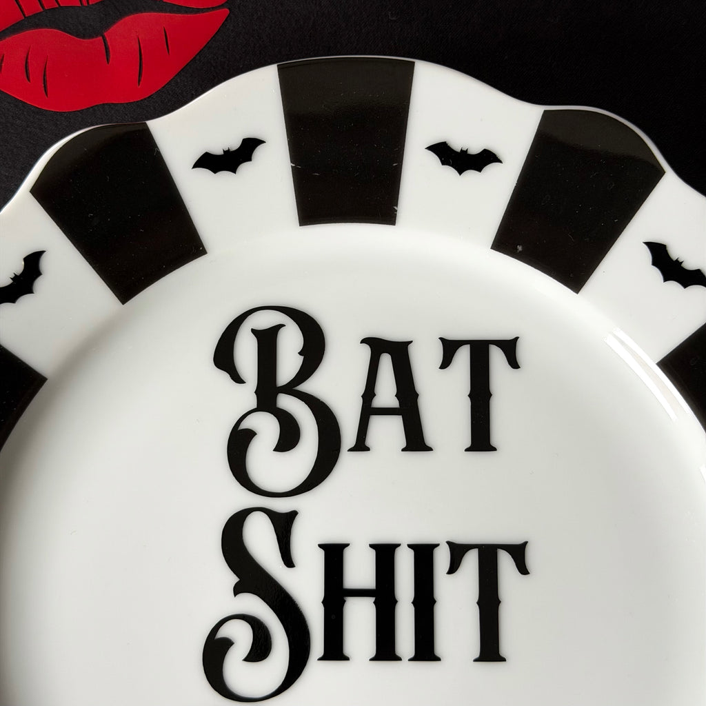 Bat Shit Crazy Plate, Funny Sweary Decor, Alternative Gothic Plate, Dark Humour Gift, Modern Statement Decor