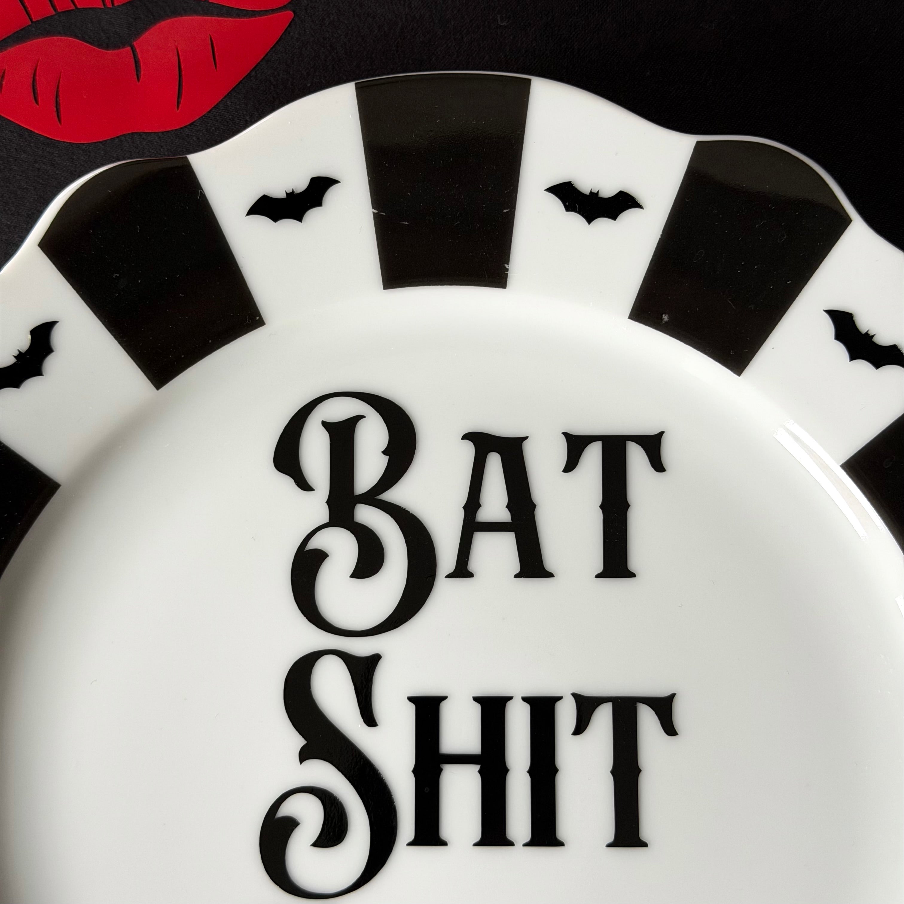 Bat Shit Crazy Plate, Funny Sweary Decor, Alternative Gothic Plate, Dark Humour Gift, Modern Statement Decor
