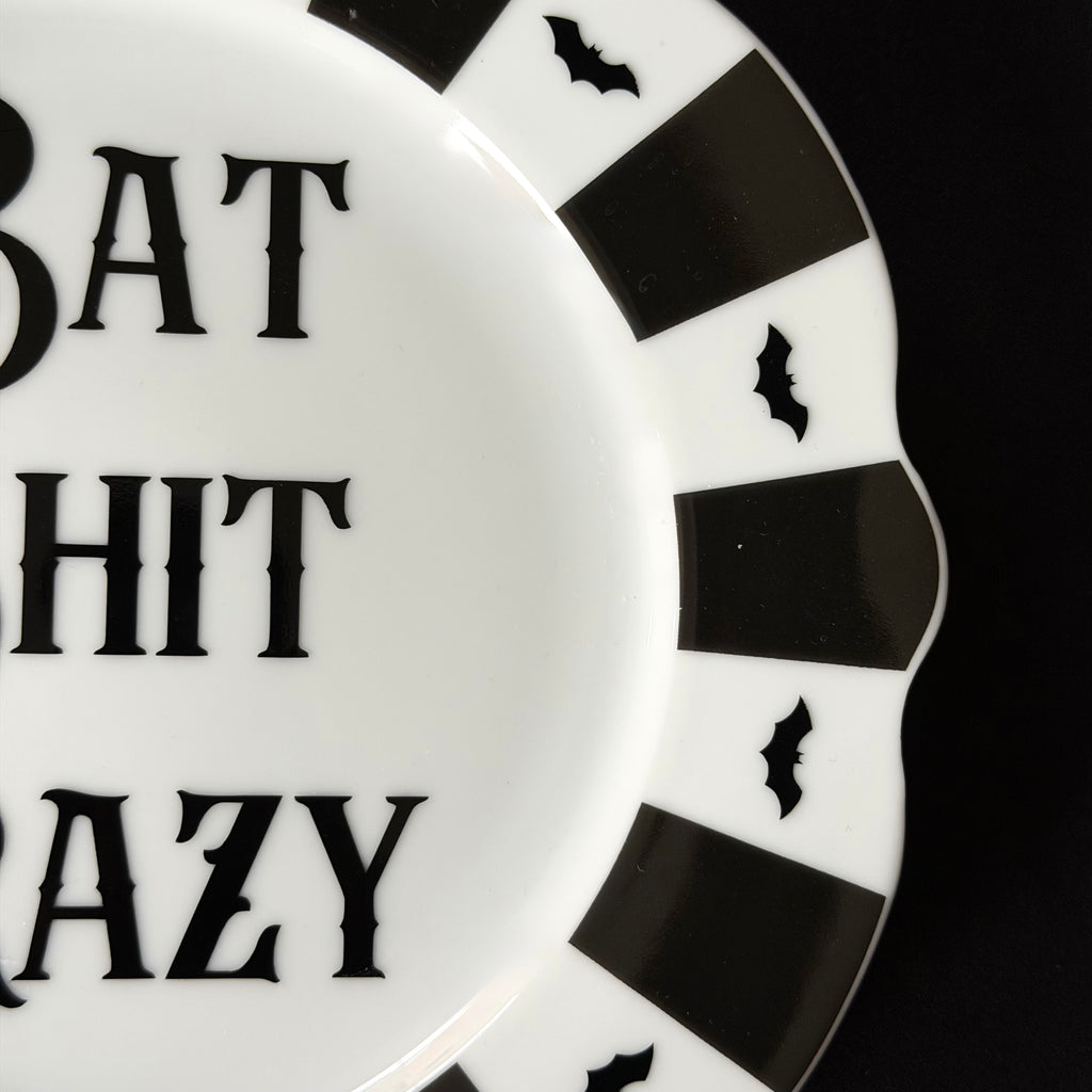 Bat Shit Crazy Plate, Funny Sweary Decor, Alternative Gothic Plate, Dark Humour Gift, Modern Statement Decor