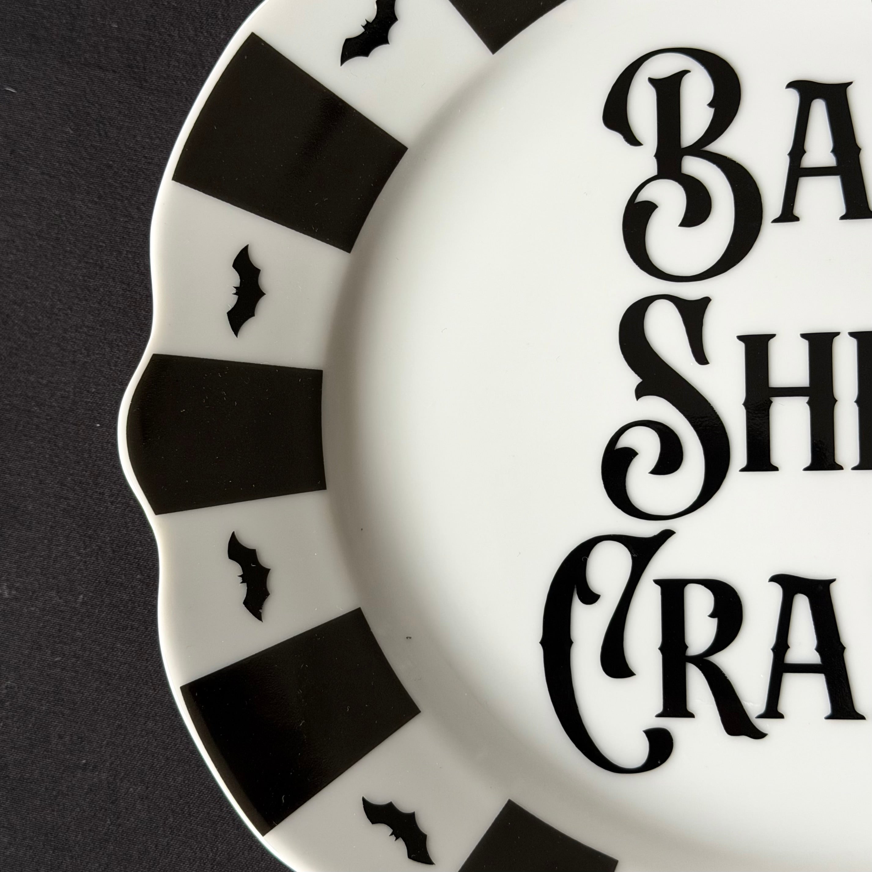 Bat Shit Crazy Plate, Funny Sweary Decor, Alternative Gothic Plate, Dark Humour Gift, Modern Statement Decor