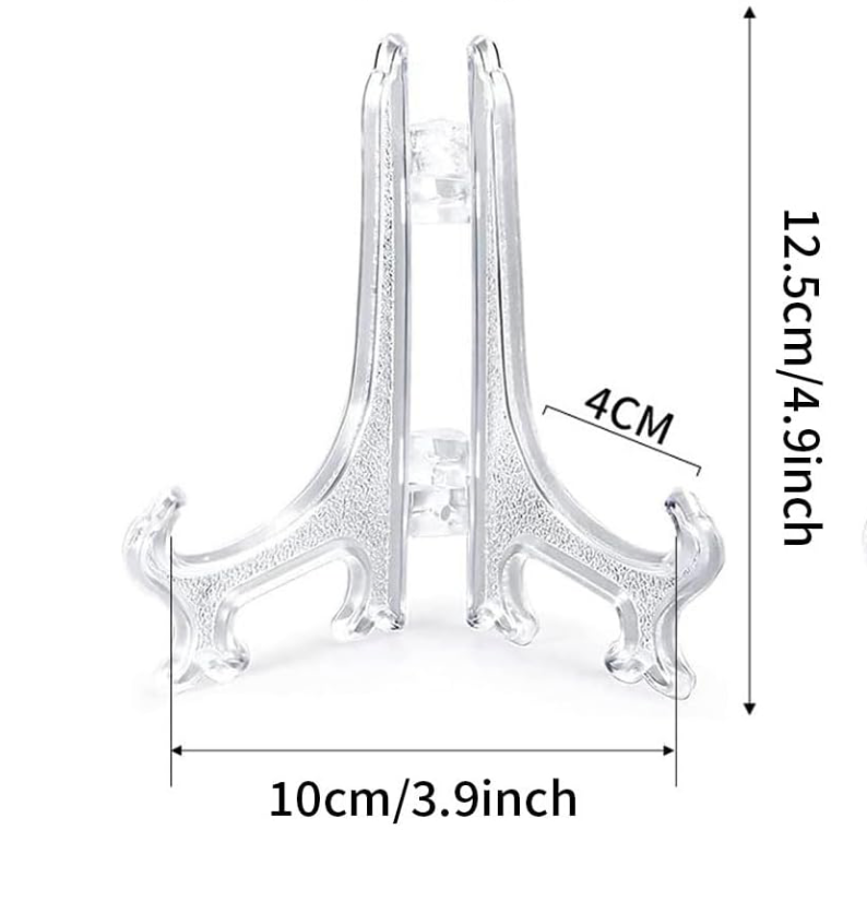 Clear Acrylic Plate Stand – Display Easel for Decorative Plates – Small/Medium or Large/XL