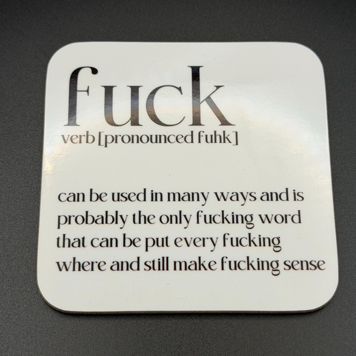 Definition Coaster Fuck Birthday Present, Rude Funny Drinks Coaster Gift, Ideal Christmas Birthday Gift
