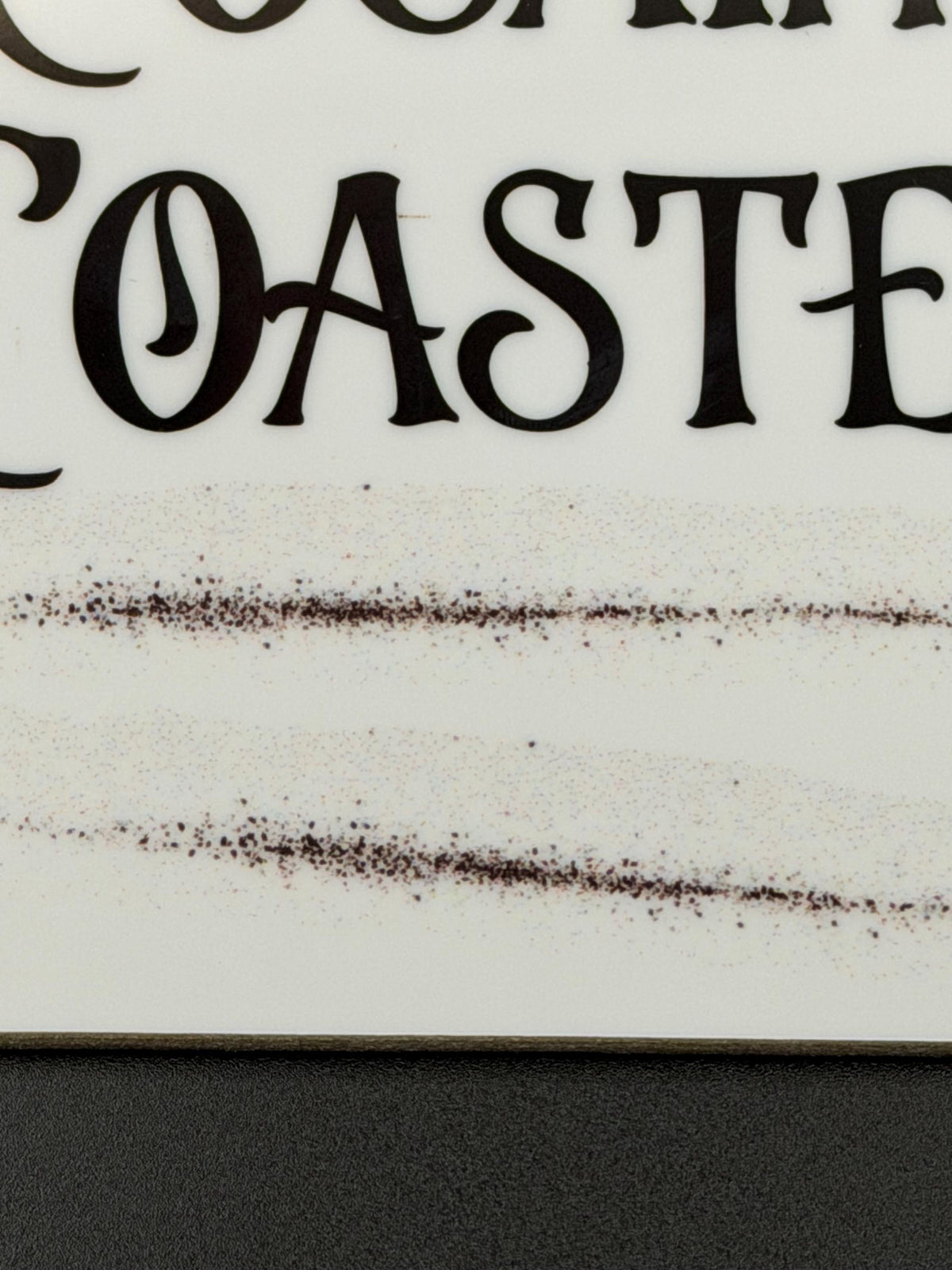 Funny Cocaine Coaster | White Coaster with Black Powder Line Design | Adult Humour Gift | Sassy Home Bar Decor | Novelty Gag Gift