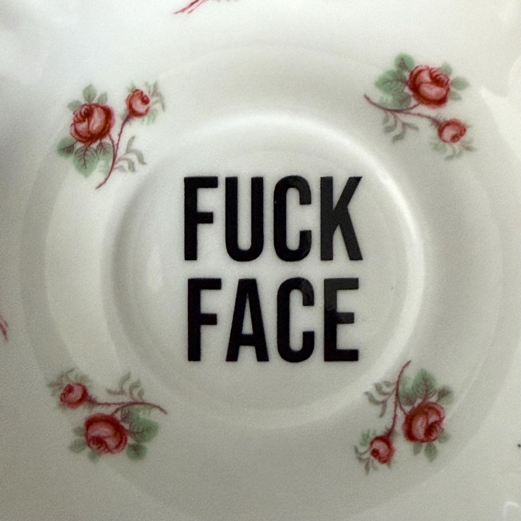 Fuck Face Plate, Richmond Bone China, Black Vinyl Decor