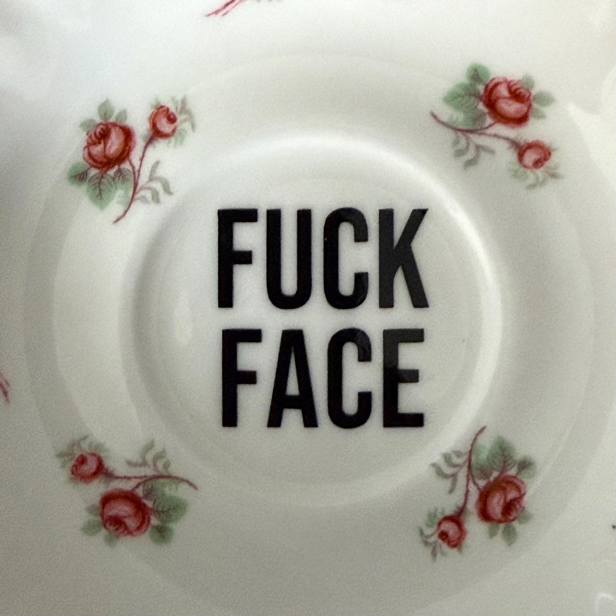 Fuck Face Plate, Richmond Bone China, Black Vinyl Decor