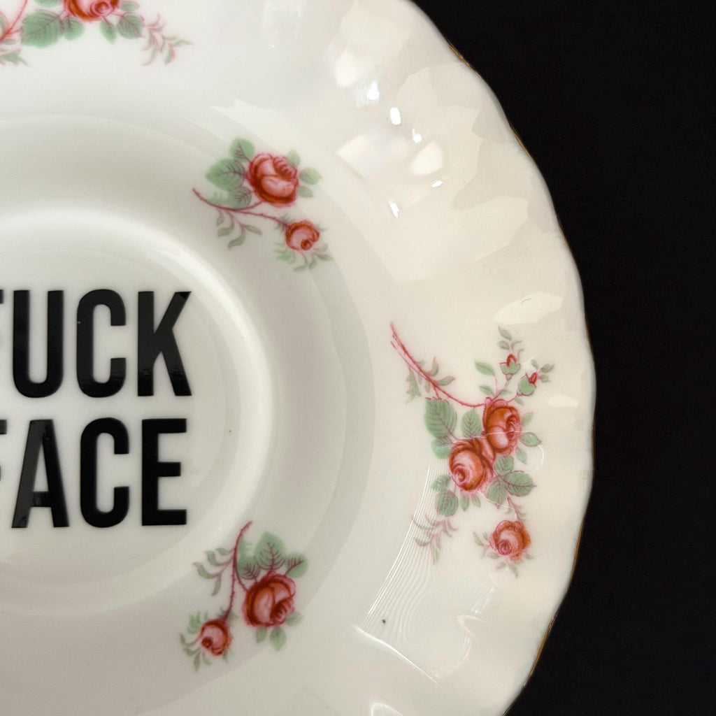 Fuck Face Plate, Richmond Bone China, Black Vinyl Decor