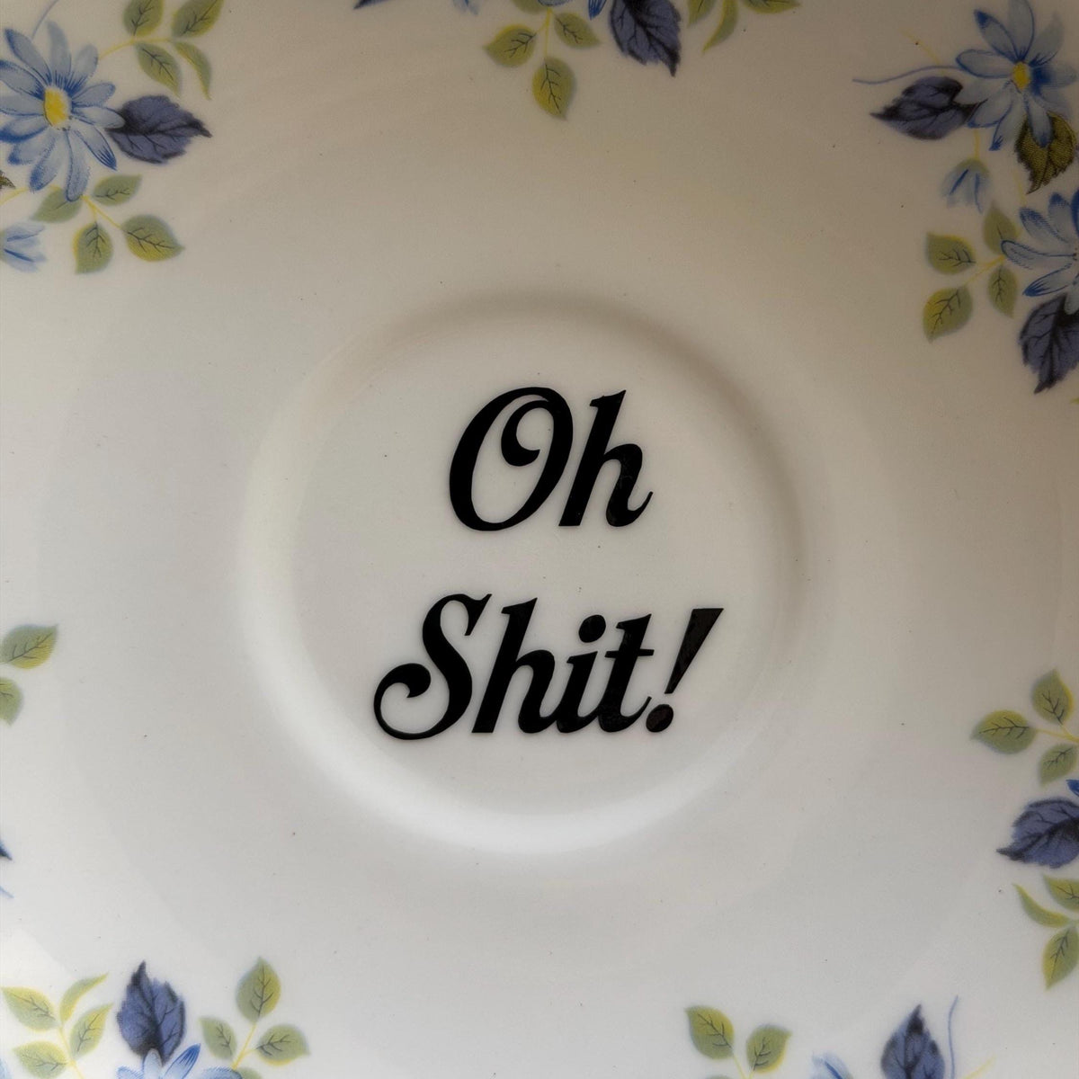Oh Shit! Upcycled Bone China Profanity Plate